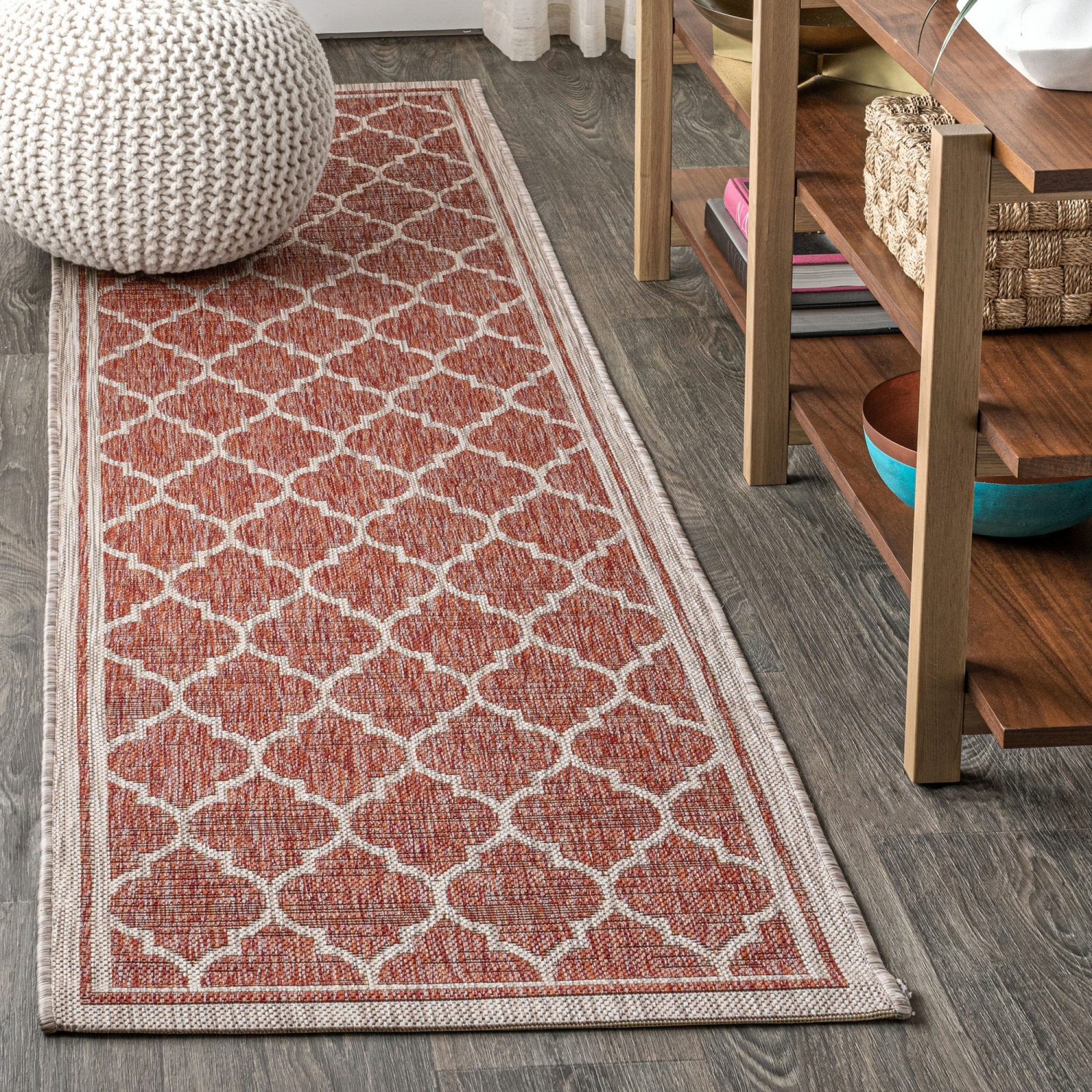 Tapis d'intérieur/d'extérieur Trebol Moroccan Trellis Textured Weave