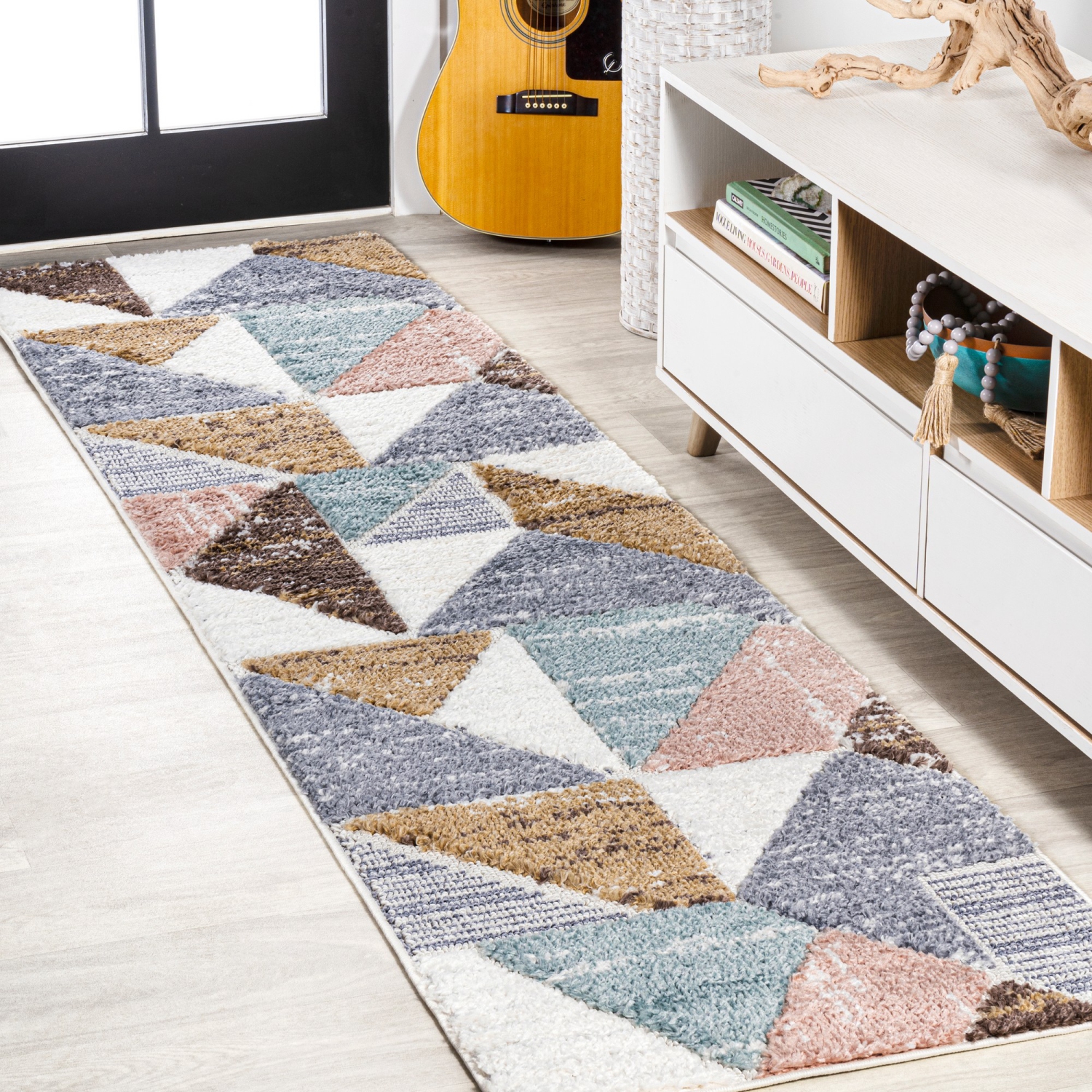 Aileen Geometric Scandi Colorblock Carved Area Rug