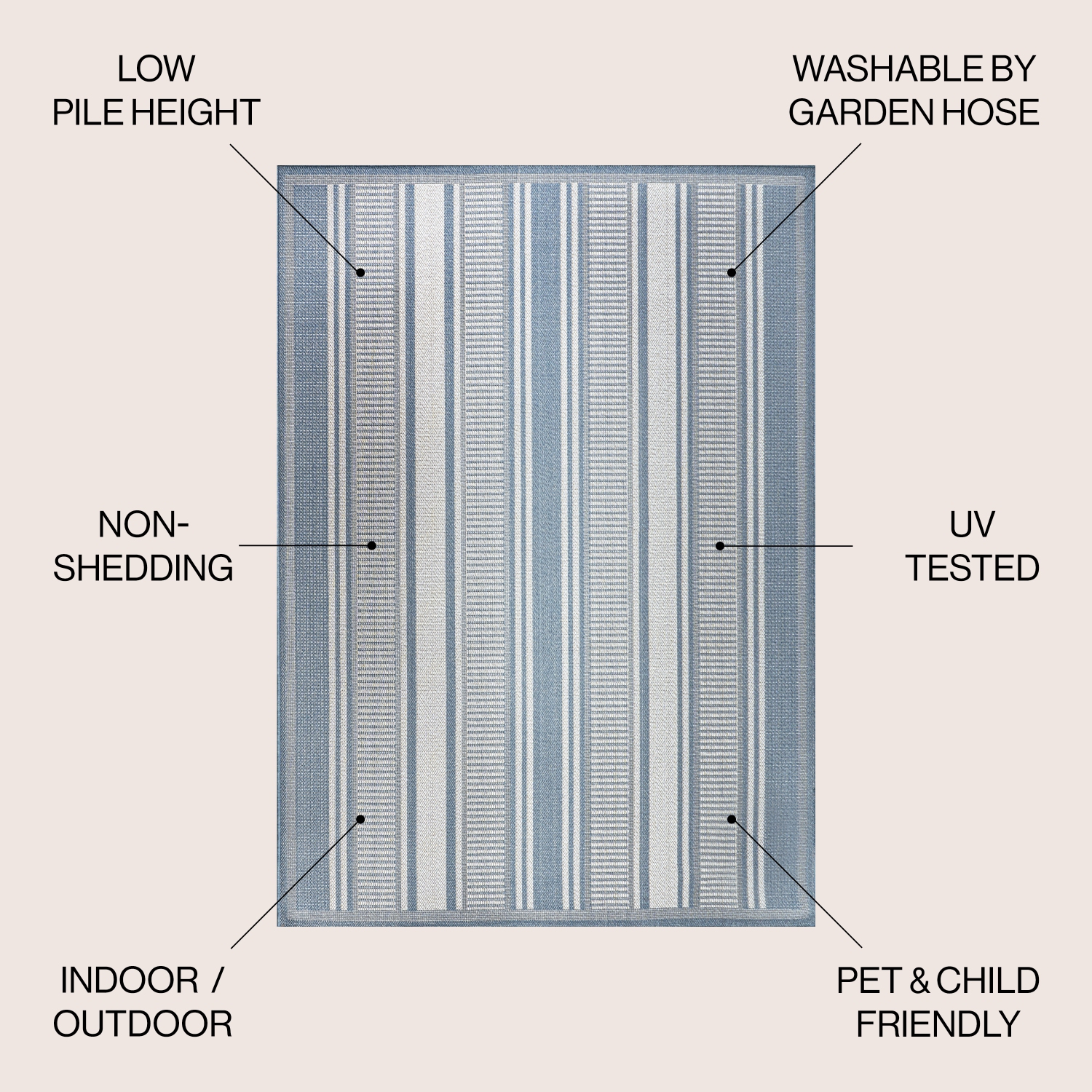 Tapis moderne à double rayure intérieur/extérieur Haynes