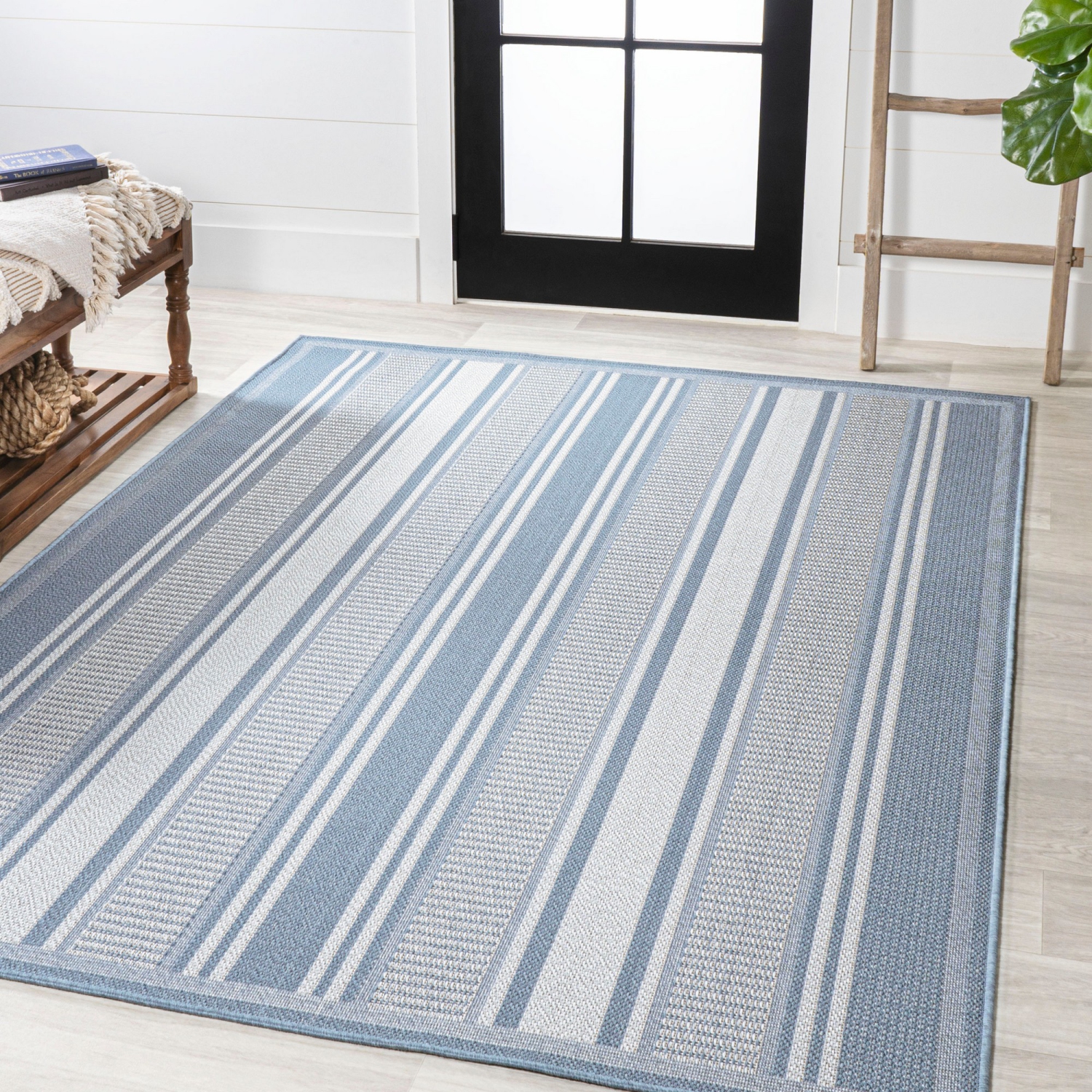 Tapis moderne à double rayure intérieur/extérieur Haynes
