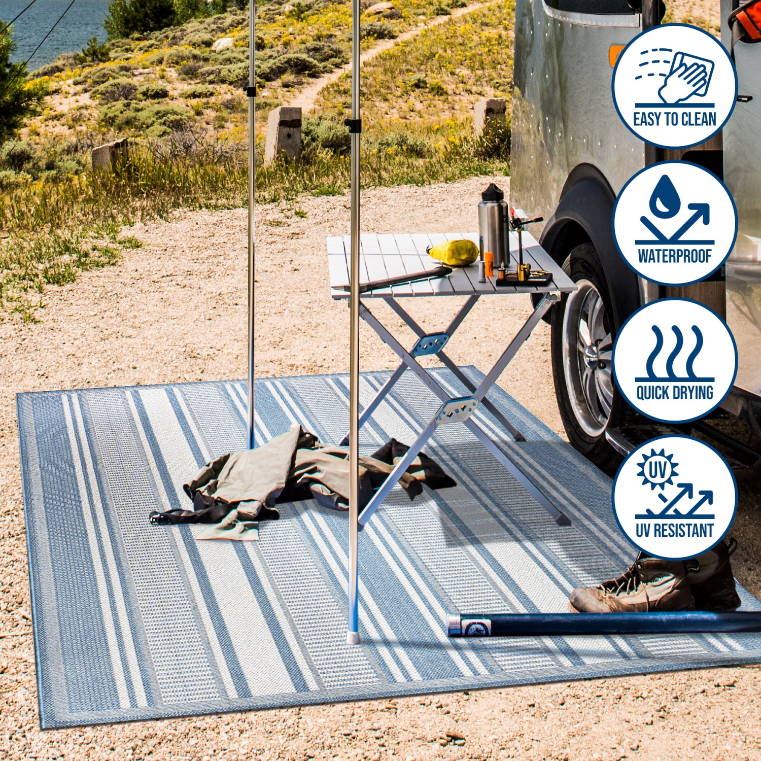 Tapis moderne à double rayure intérieur/extérieur Haynes