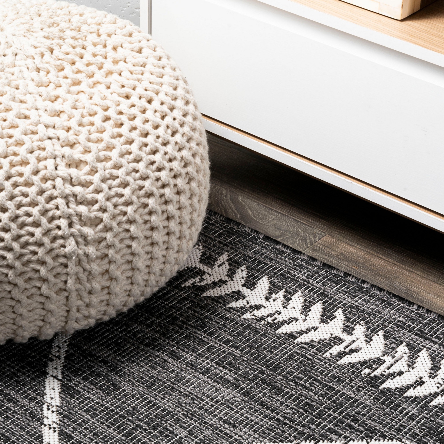 Tapis d'intérieur/d'extérieur Derya à motif de treillis tribal Diamond