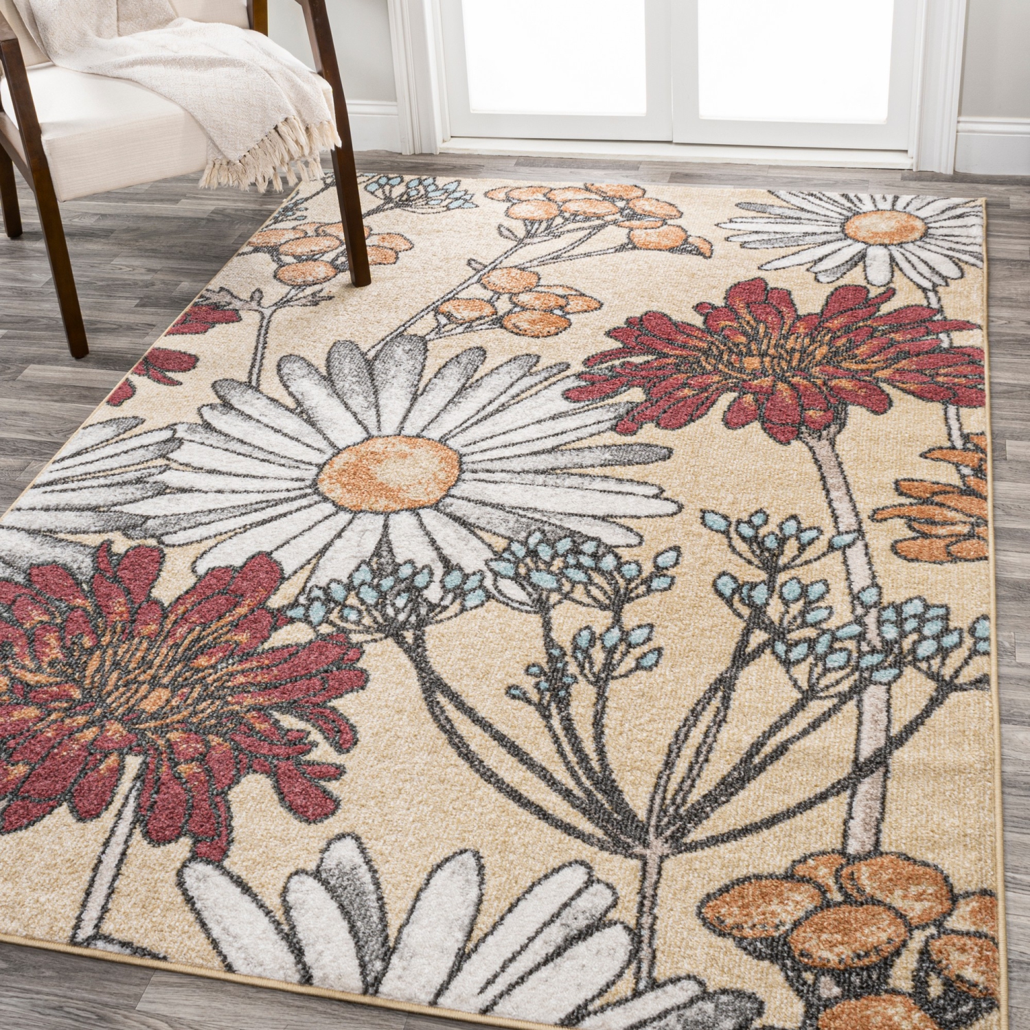 tapis moderne à fleurs sauvages et botaniques Dizi