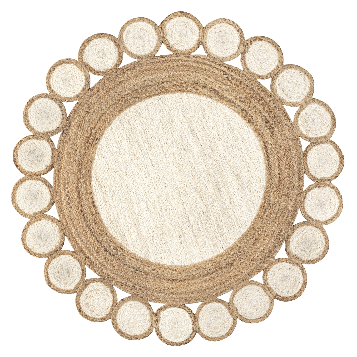 Skye Two Tone Jute Circle Border Area Rug