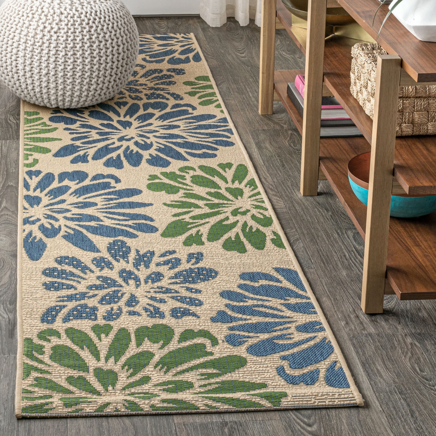 Zinnia Modern Floral Textured Weave Indoor/Outdoor Area Rug