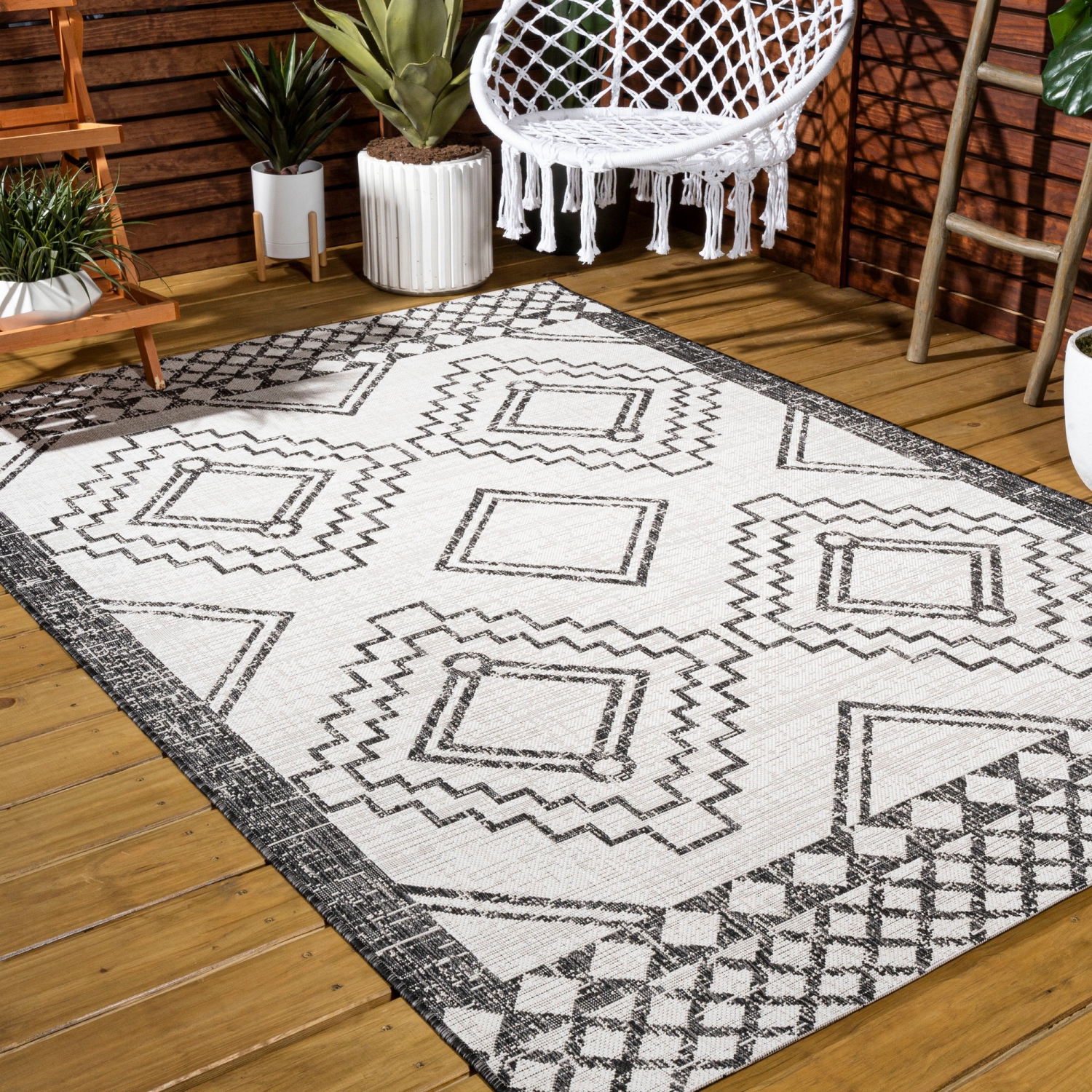 Marokko Diamond Tribal Medallion Indoor/Outdoor Area Rug