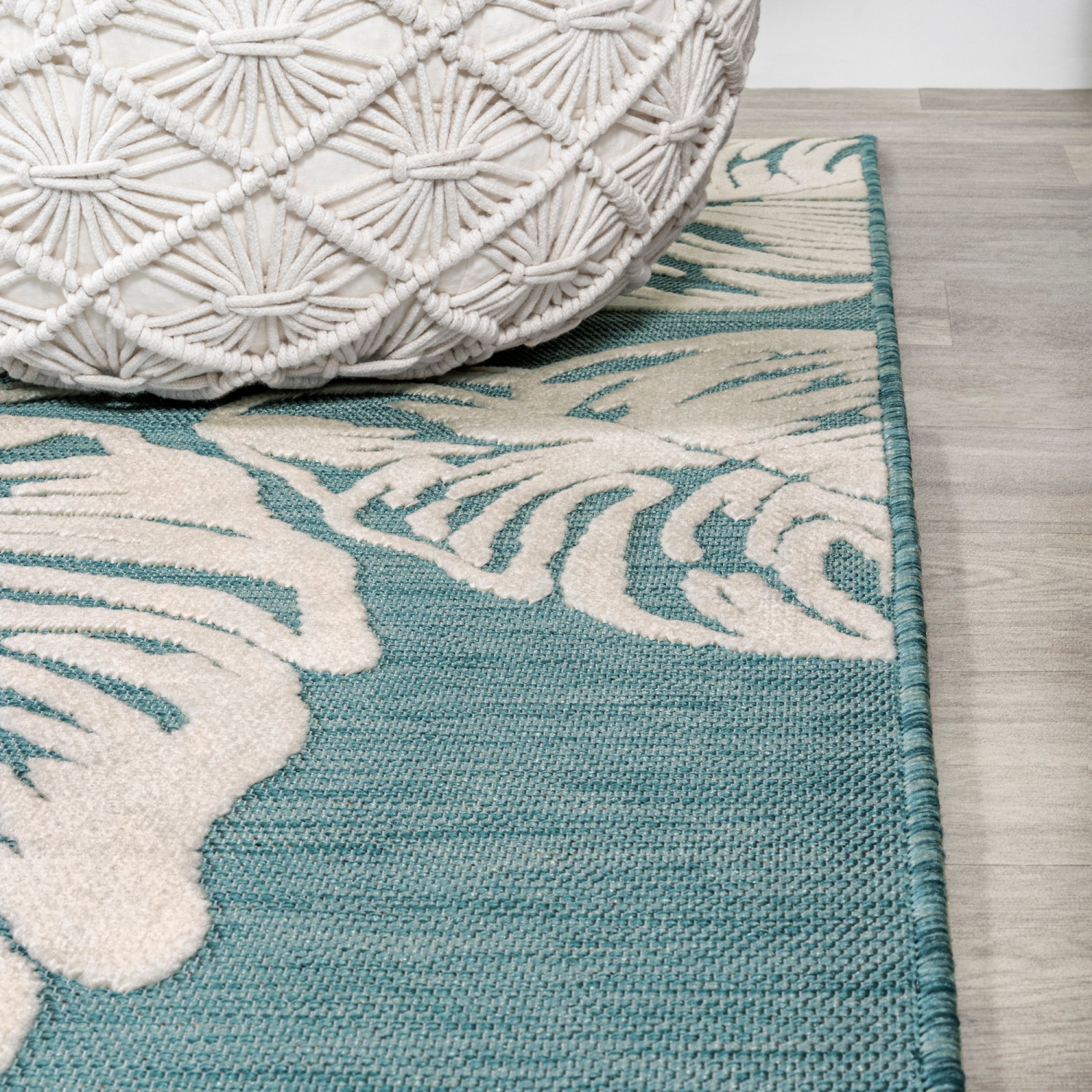 Tobago High-Low Two Tone Monstera Leaf Area Rug