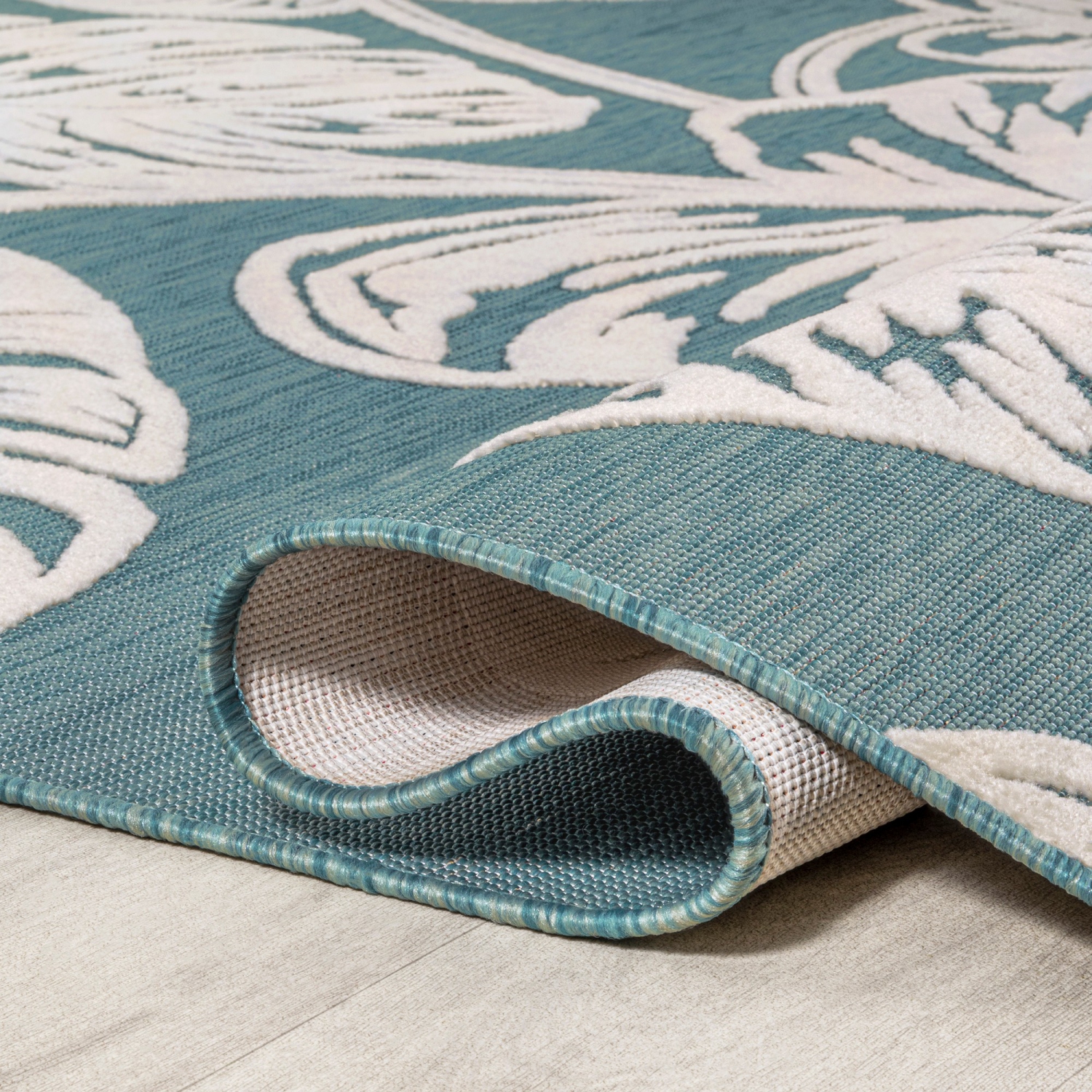 Tobago High-Low Two Tone Monstera Leaf Area Rug