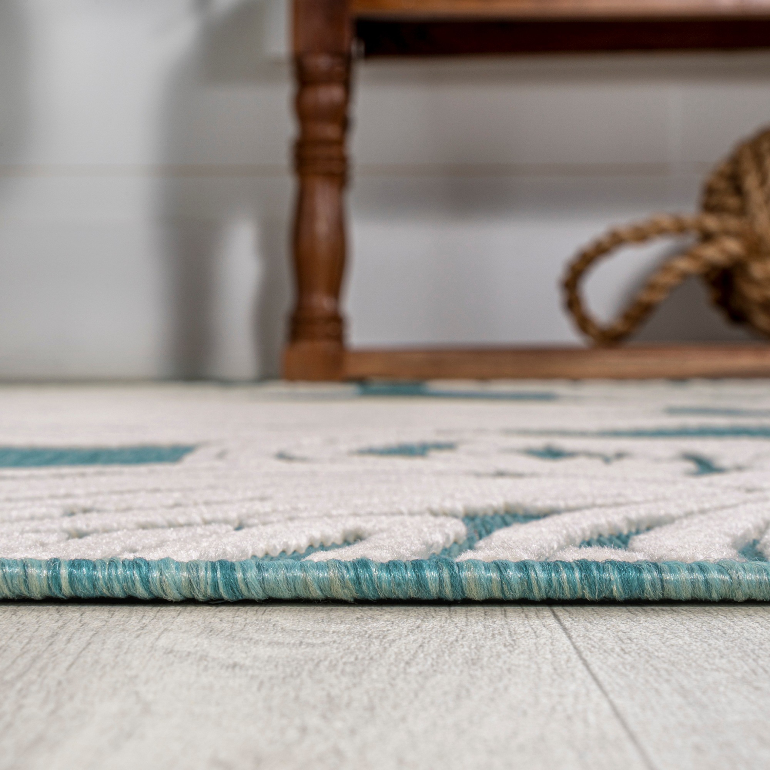 Tobago High-Low Two Tone Monstera Leaf Area Rug