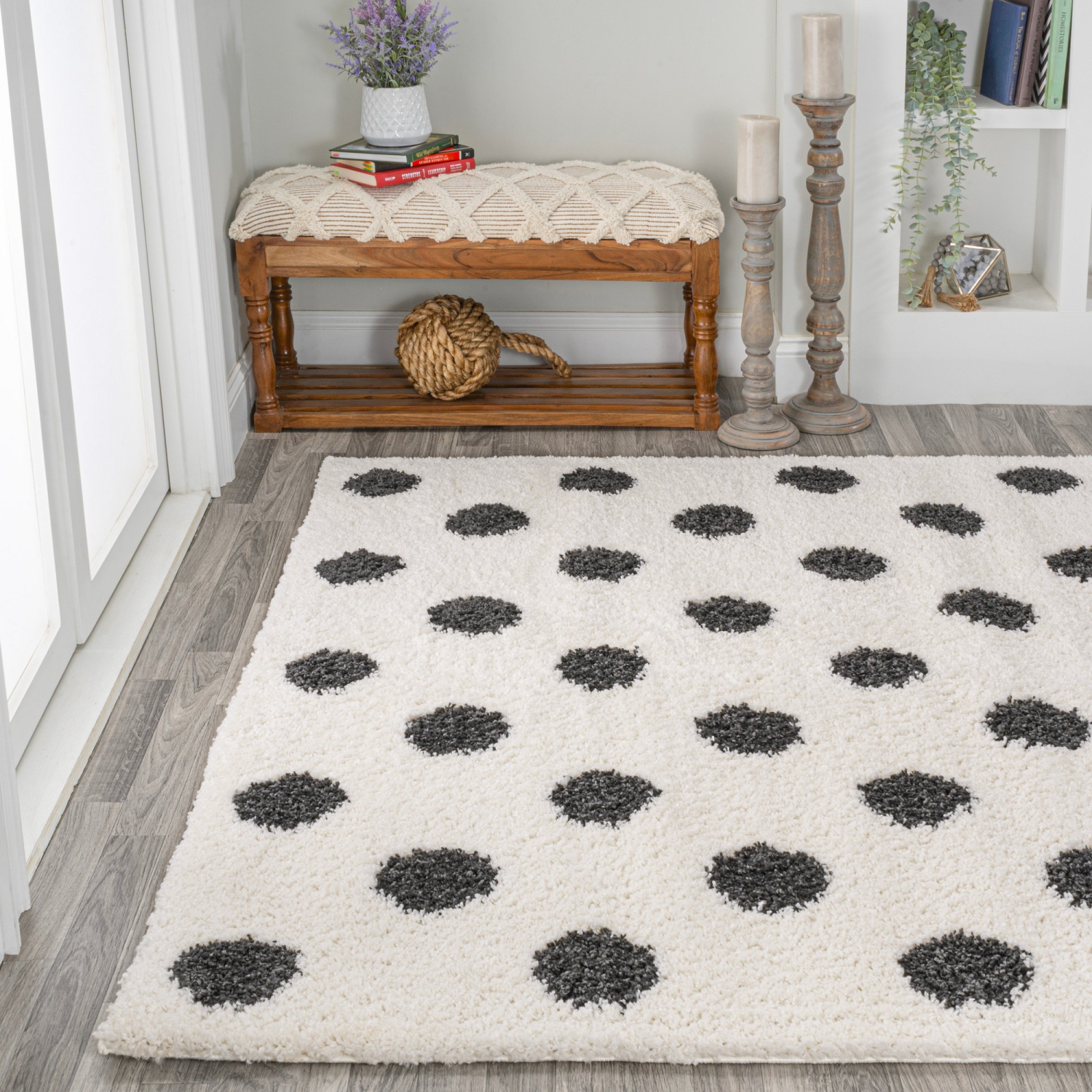 Pere Modern Charcoal Dot Shag Area Rug
