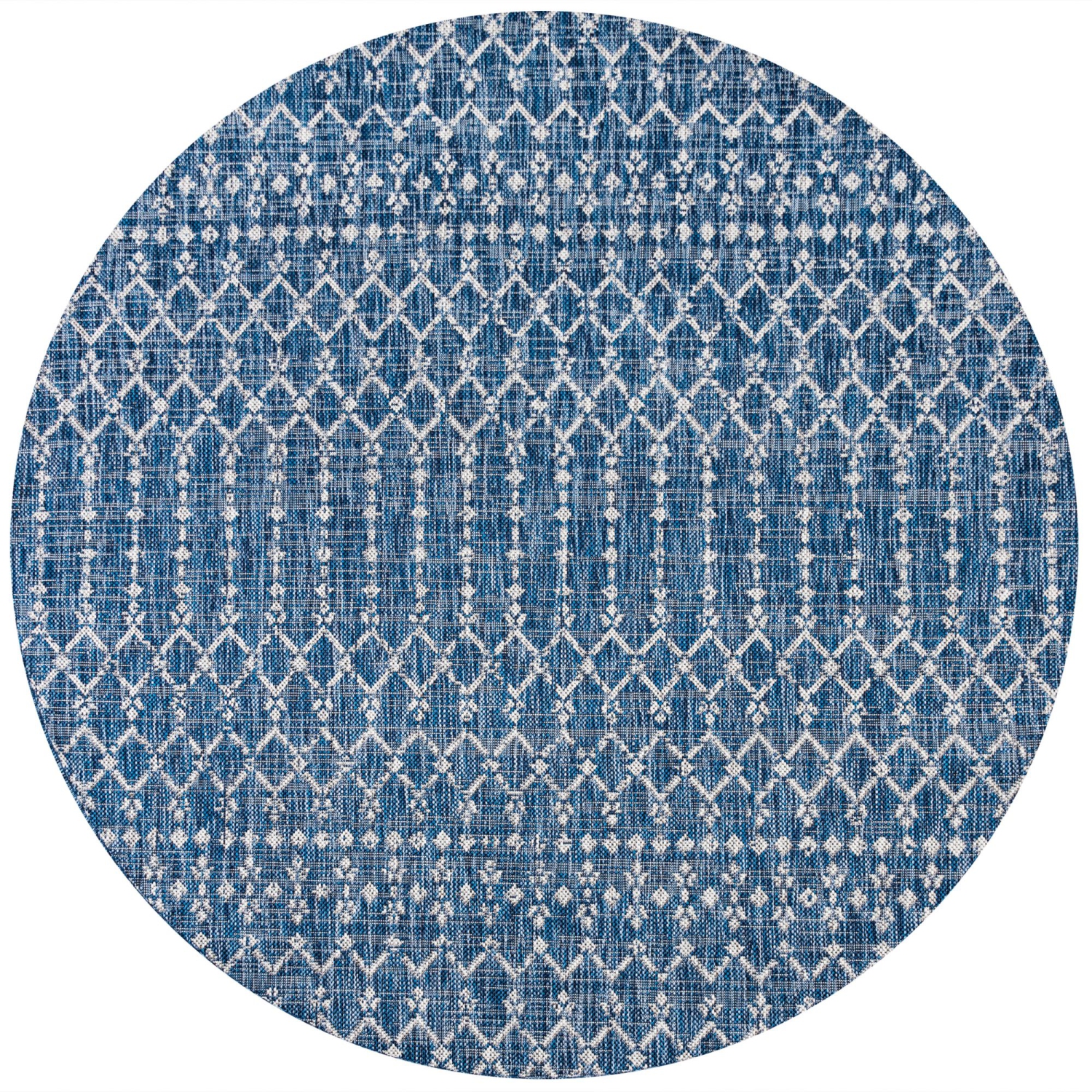 Ourika Moroccan Geometric Textured Weave Indoor/Outdoor Round Rug