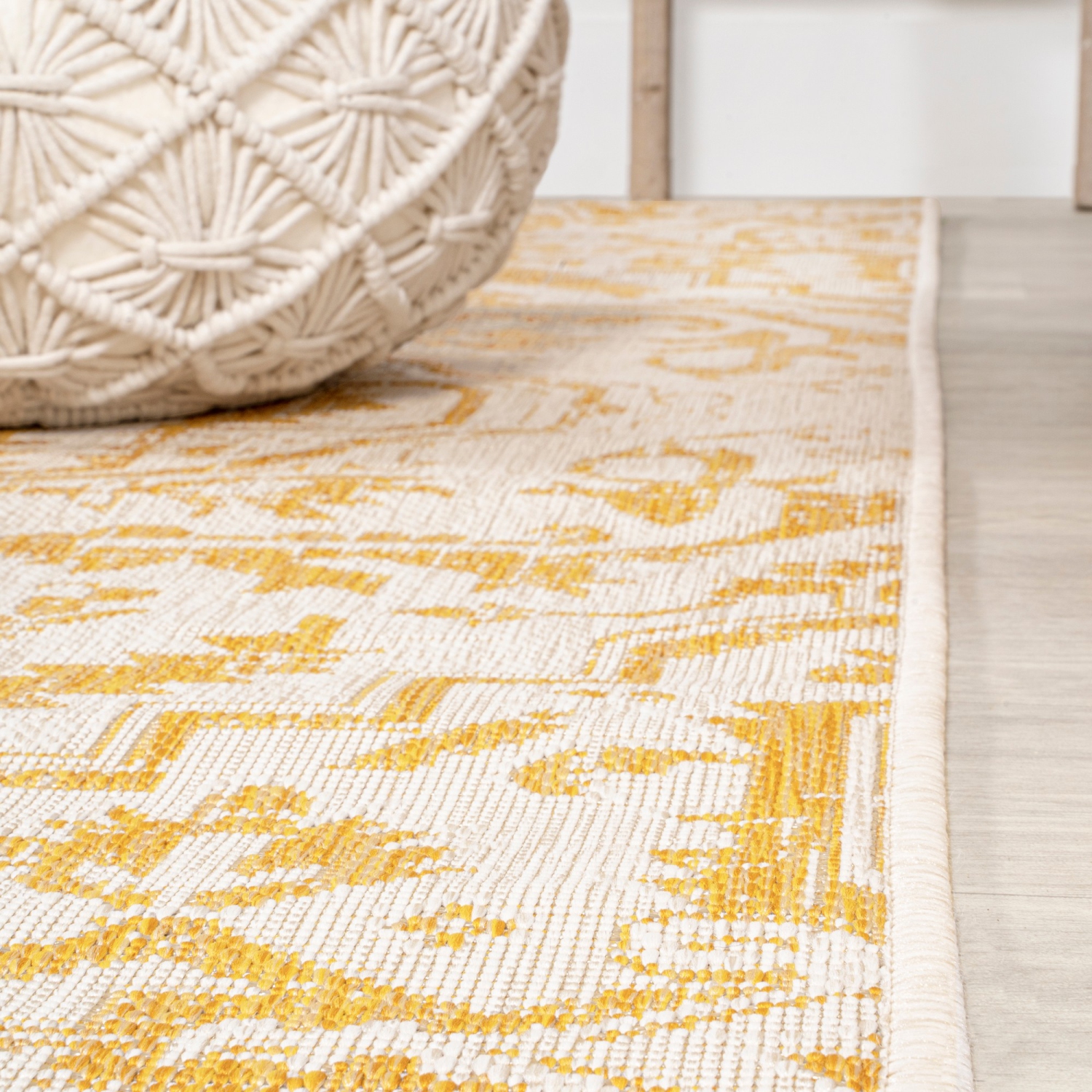 Tapis d'intérieur/d'extérieur à motif de médaillon de Bohemian Estrella, tissage texturé