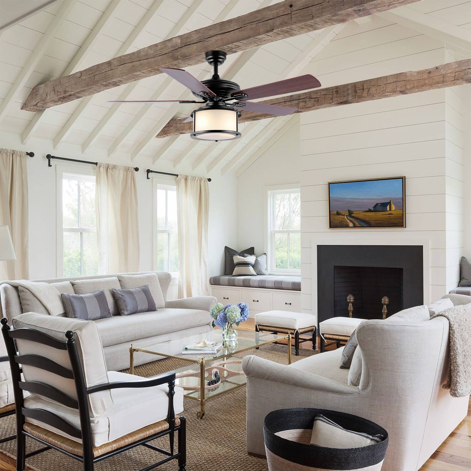 Brantley Bohemian Farmhouse Iron LED Ceiling Fan