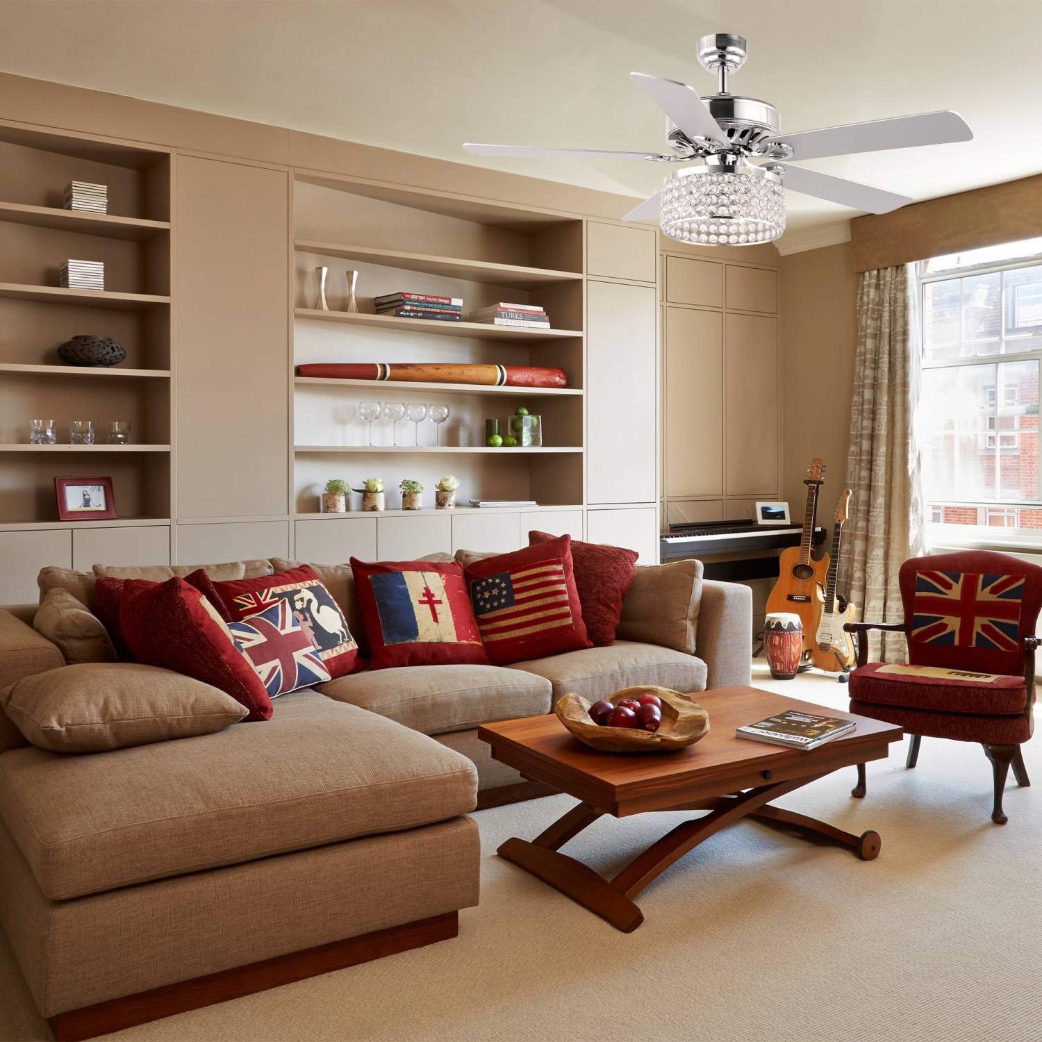 Kristie Crystal/Metal Modern Glam Drum LED Ceiling Fan with Remote