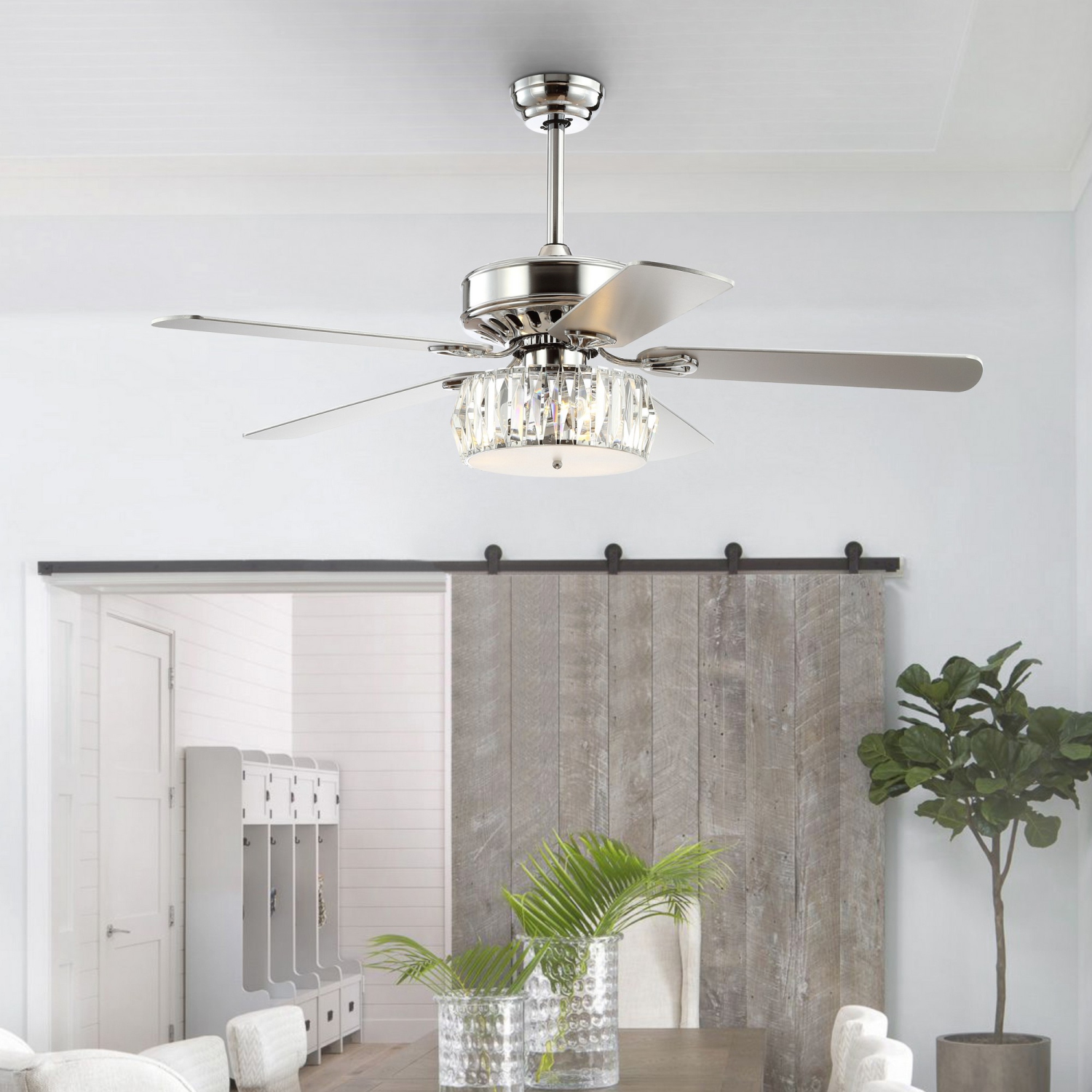 Mandy Crystal Prism Drum LED Ceiling Fan with Remote