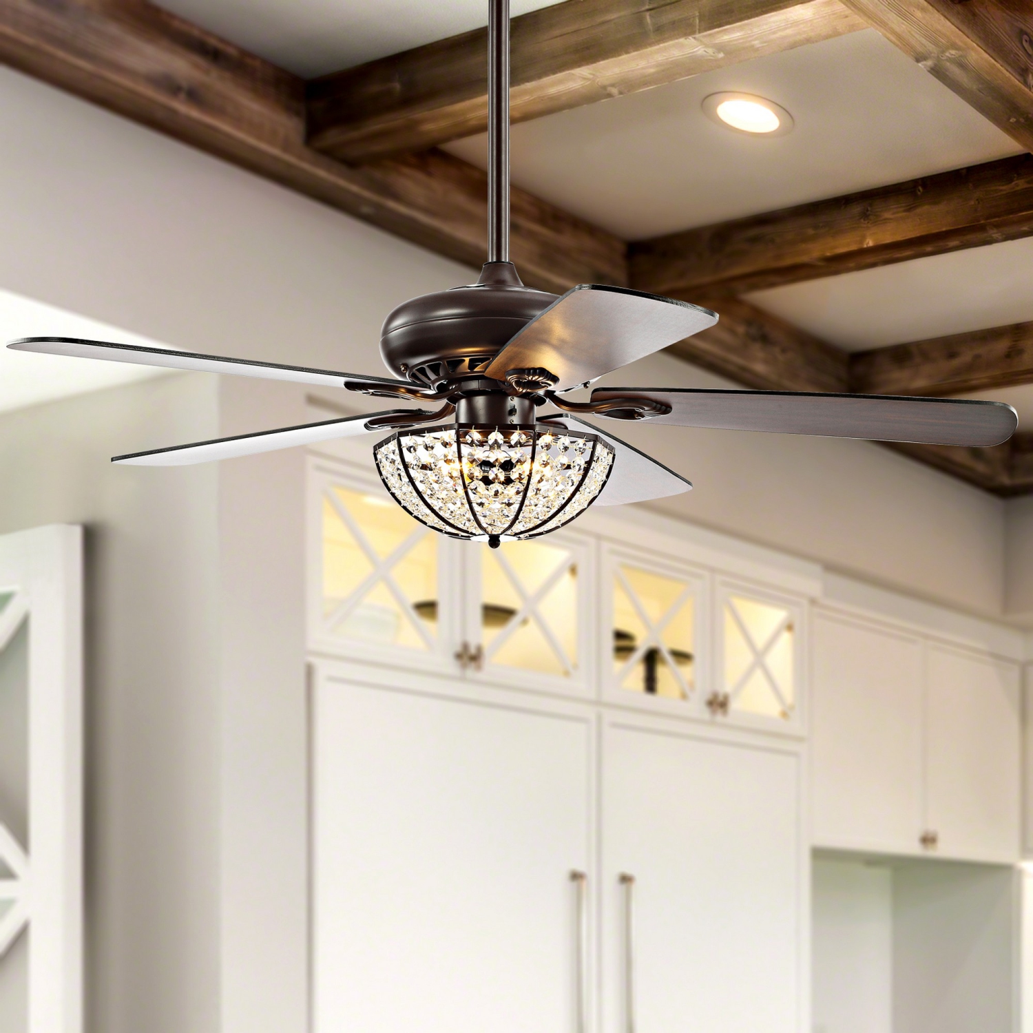Joanna Bronze Crystal LED Ceiling Fan with Remote