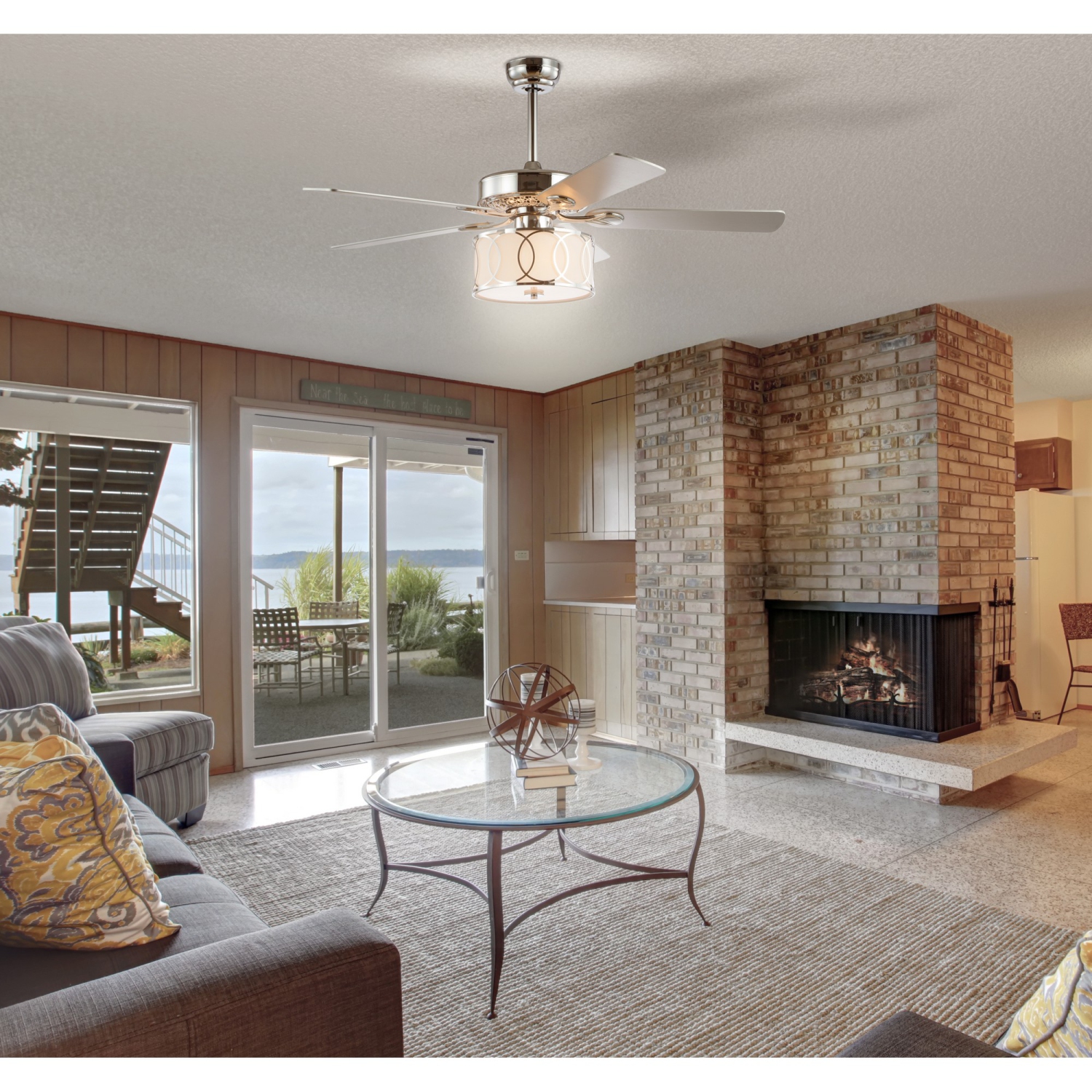 ventilateur de plafond DEL avec télécommande Glam Drum Shade de Circe