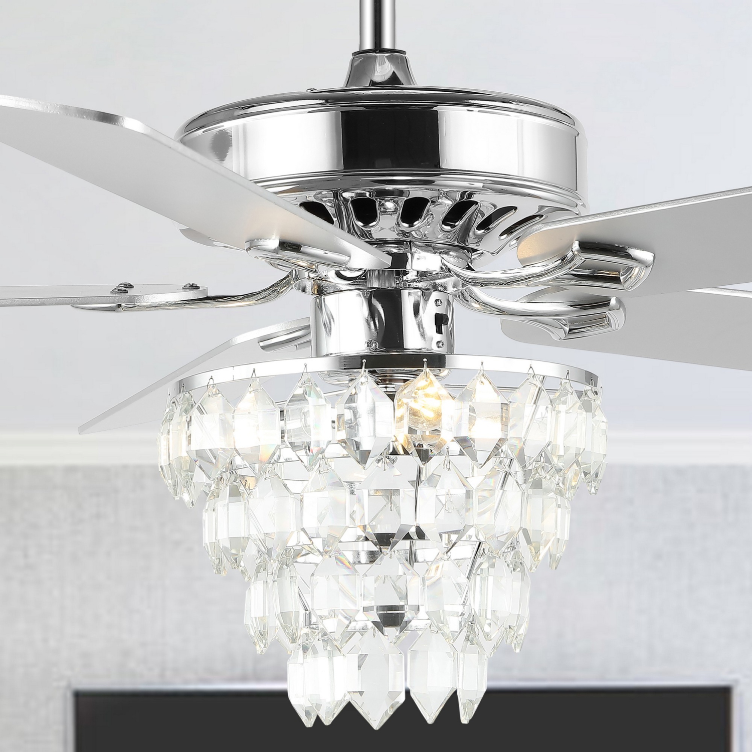 Mindy Glam Modern Crystal Shade LED Ceiling Fan with Remote