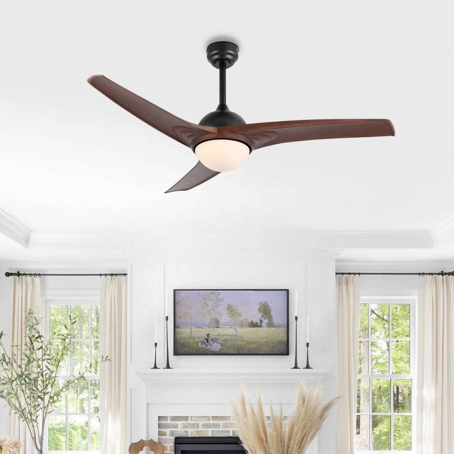 Sully Contemporary Industrial Iron/Plastic Integrated LED Ceiling Fan