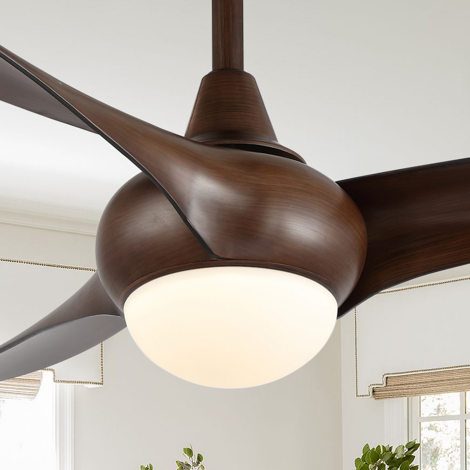 Aviator Coastal Vintage Iron/Plastic Retro Swirl Integrated LED Ceiling Fan
