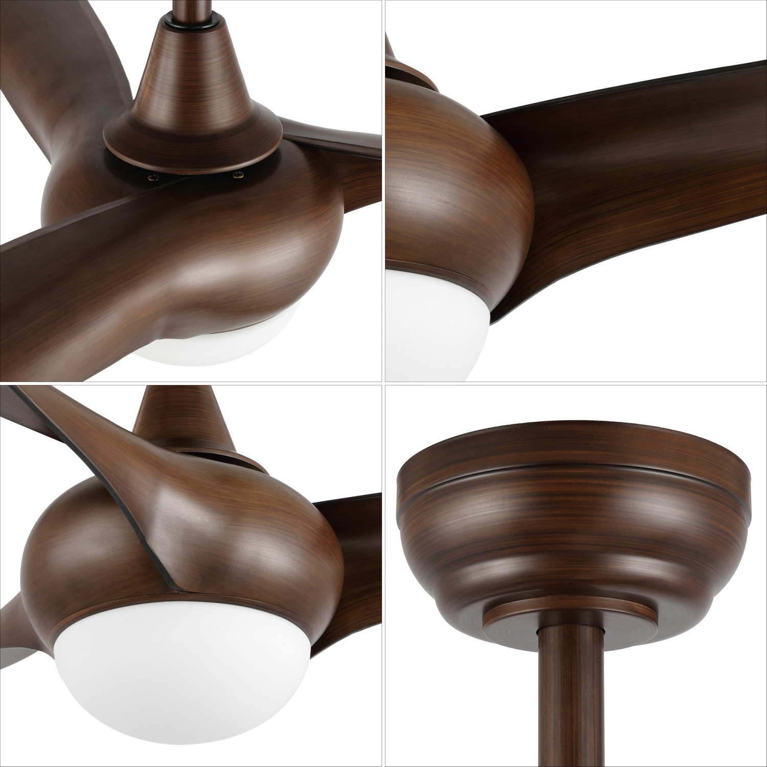 Aviator Coastal Vintage Iron/Plastic Retro Swirl Integrated LED Ceiling Fan