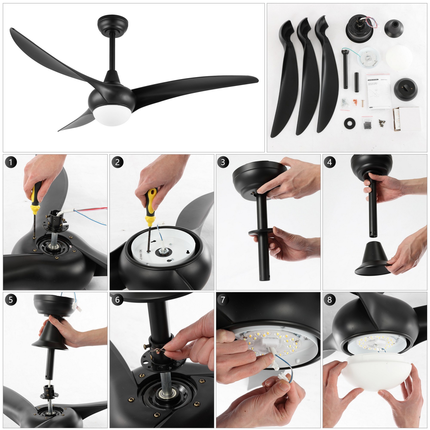 Aviator Coastal Vintage Iron/Plastic Retro Swirl Integrated LED Ceiling Fan