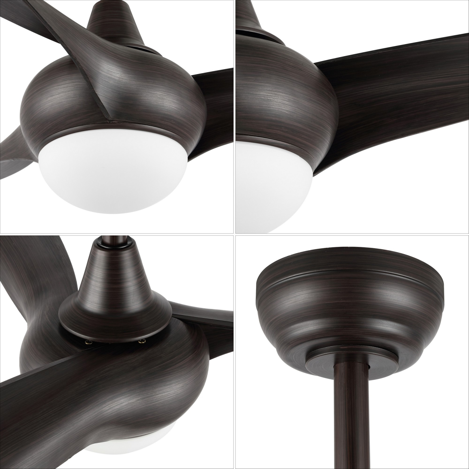 Aviator Coastal Vintage Iron/Plastic Retro Swirl Integrated LED Ceiling Fan