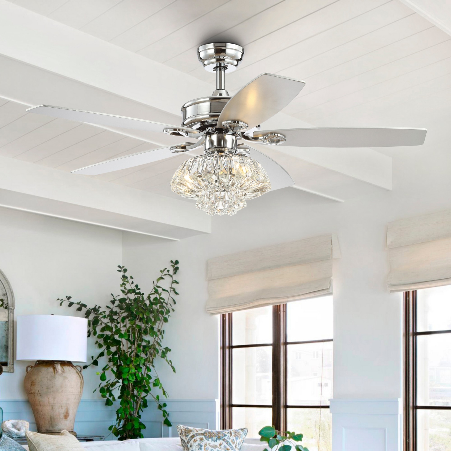 Kate Glam Crystal Drum LED Ceiling Fan with Remote