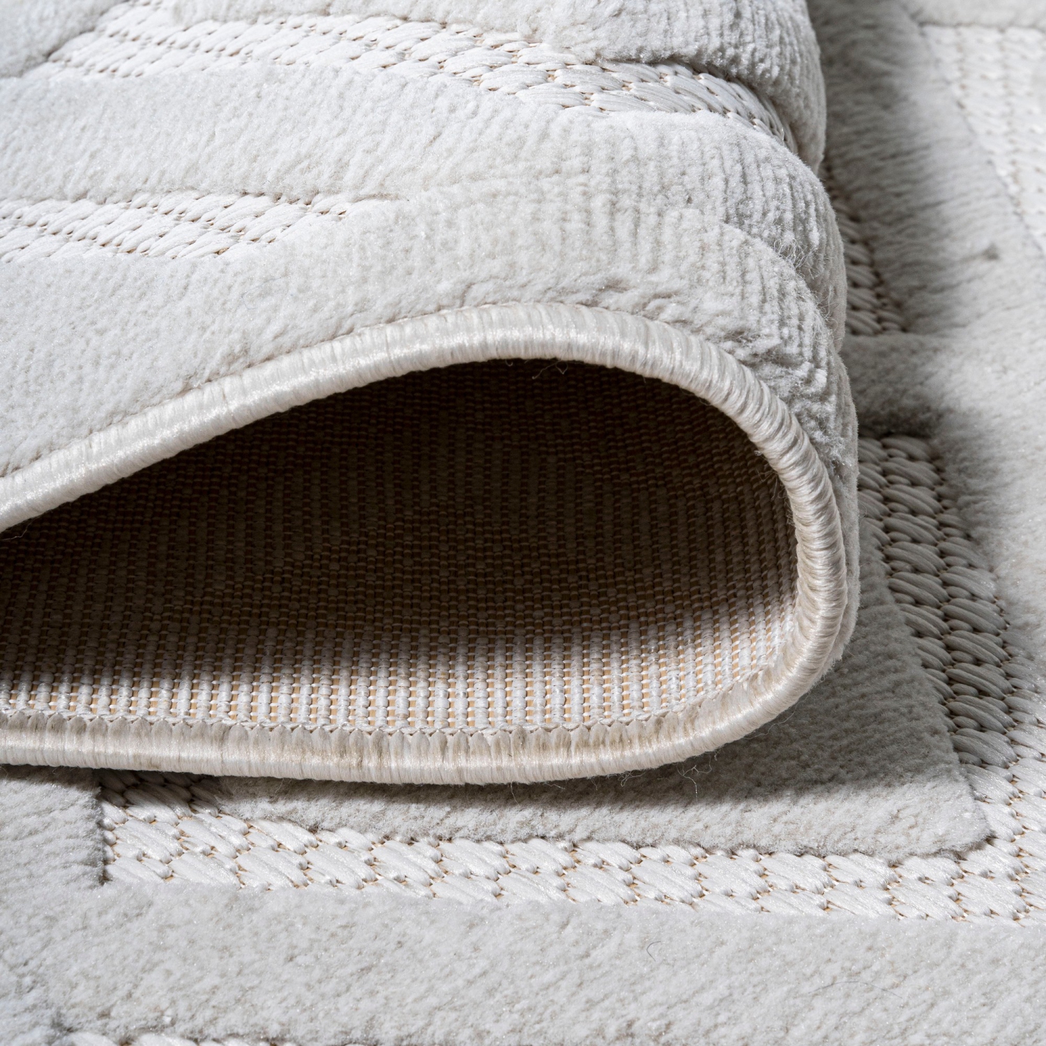 Tapis d'intérieur/d'extérieur en treillis à losanges neutre Portmany