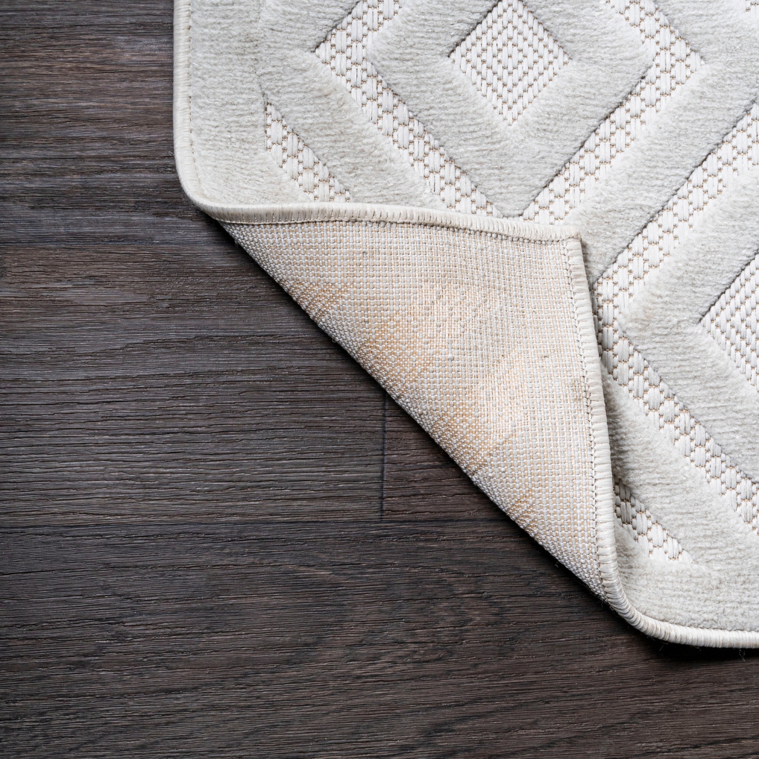 Tapis d'intérieur/d'extérieur en treillis à losanges neutre Portmany