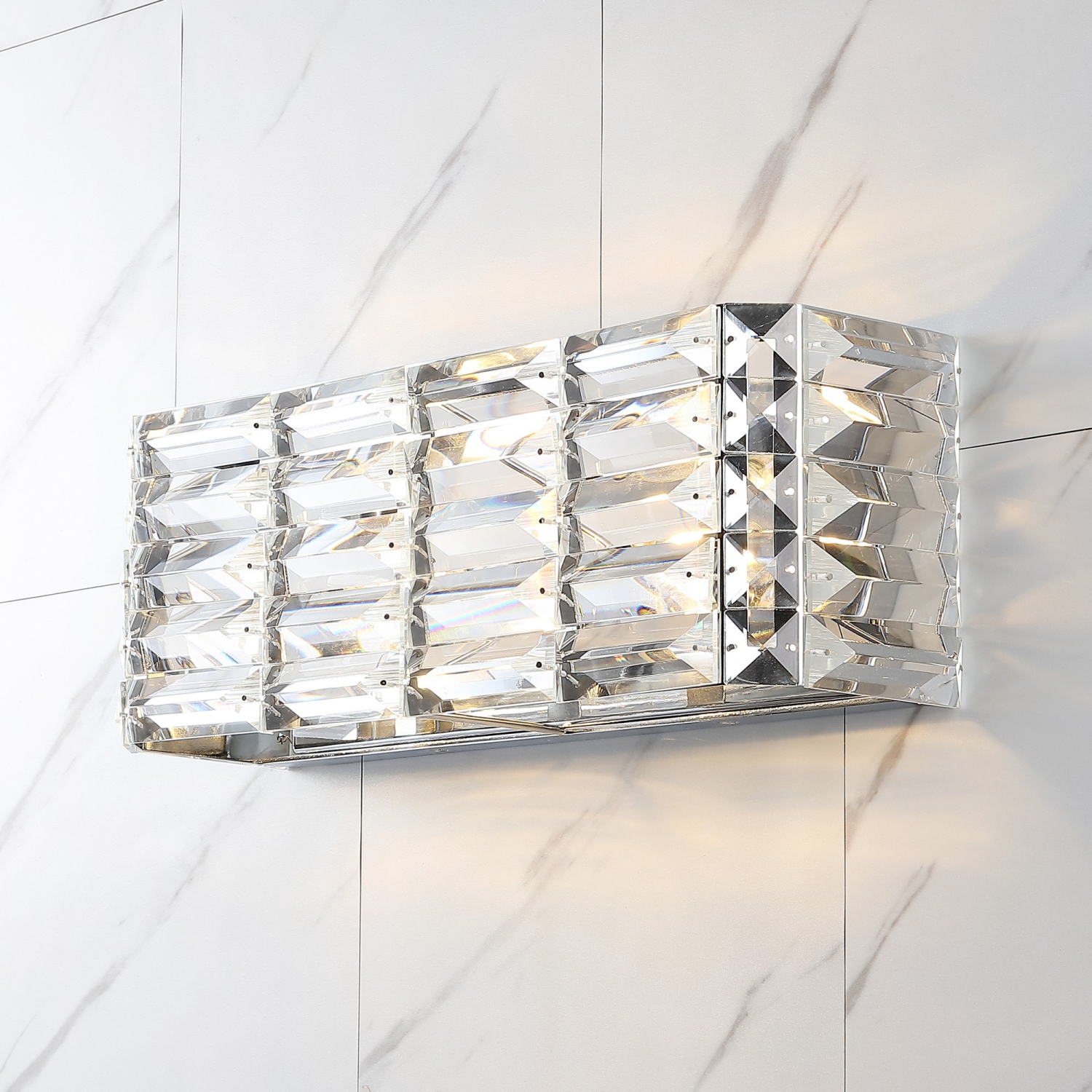 Evelyn Crystal Rectangle Ironcrystal Glam Modern LED Vanity Light