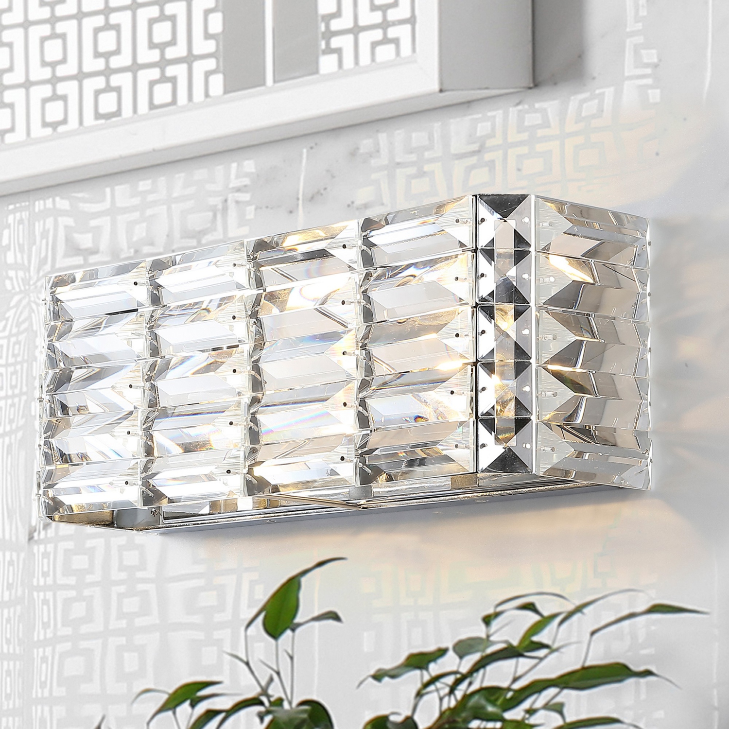 Evelyn Crystal Rectangle Ironcrystal Glam Modern LED Vanity Light