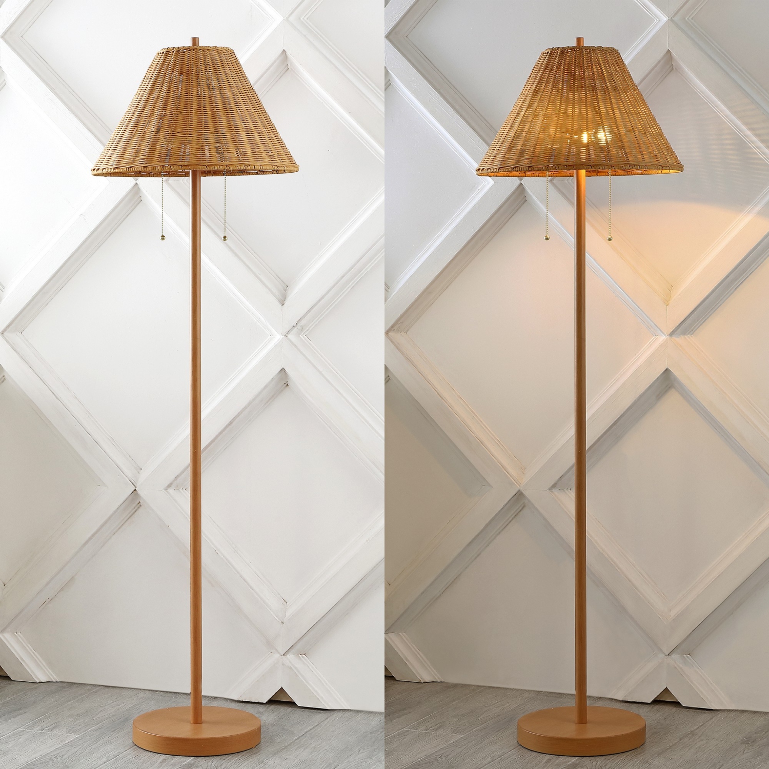 Best Buy: Camden&Wells Simone Floor Lamp Rustic Oak/Brass FL1161