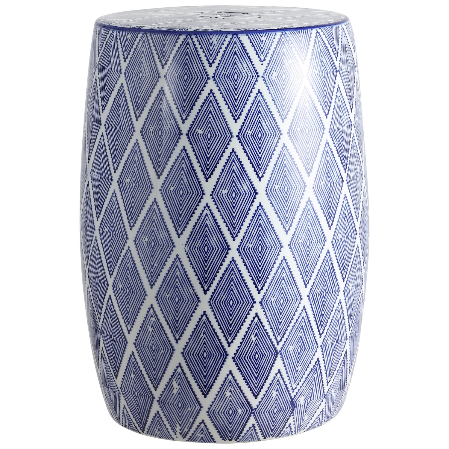 Moroccan Diamonds Ceramic Drum Garden Stool