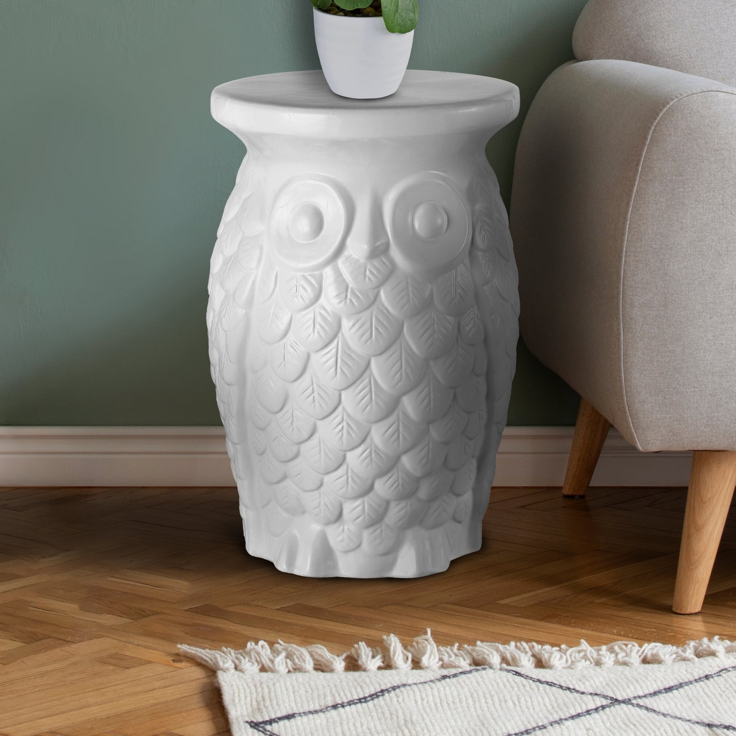 Groovy Owl Ceramic Garden Stool