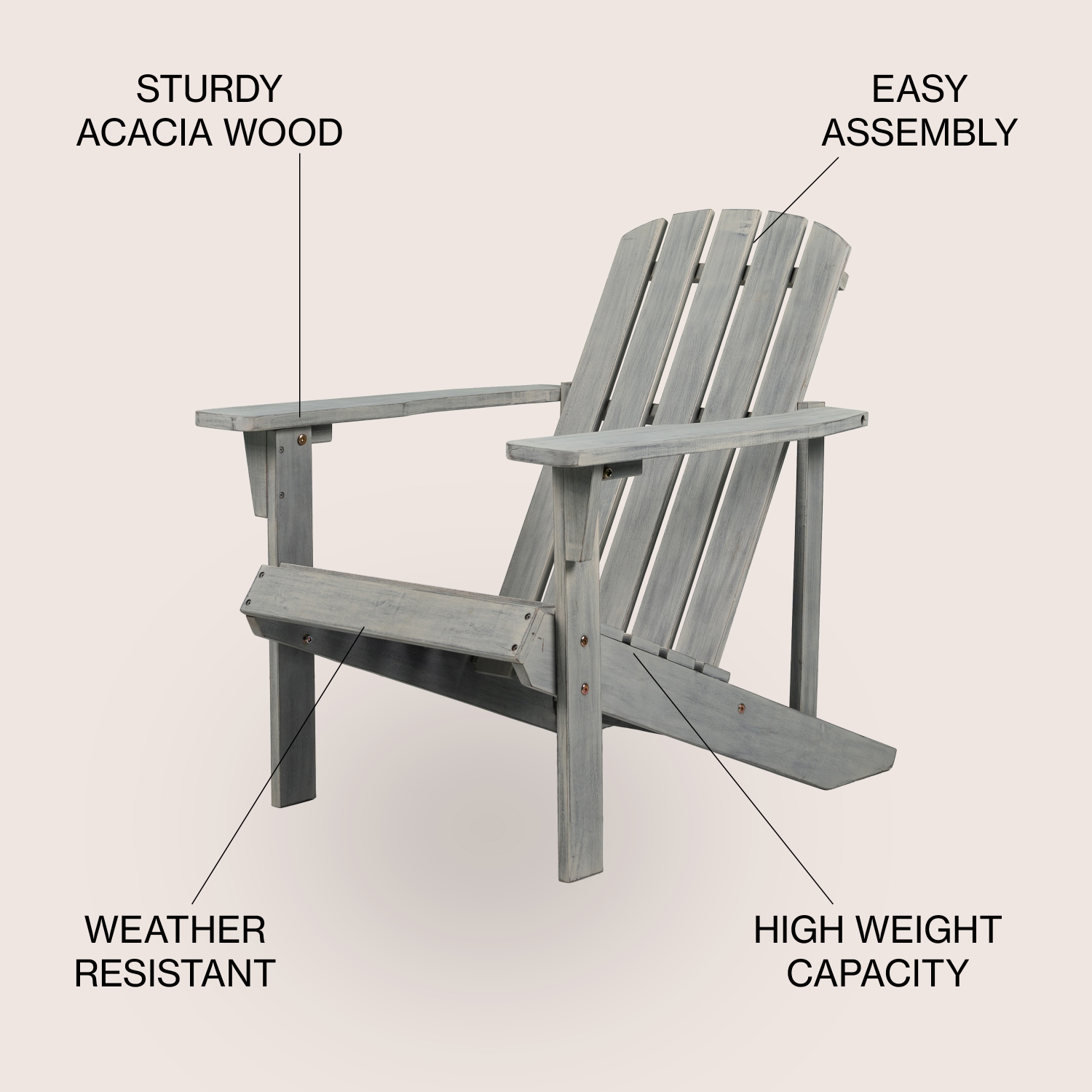 Westport Outdoor Patio Traditional Acacia Adirondack Chair