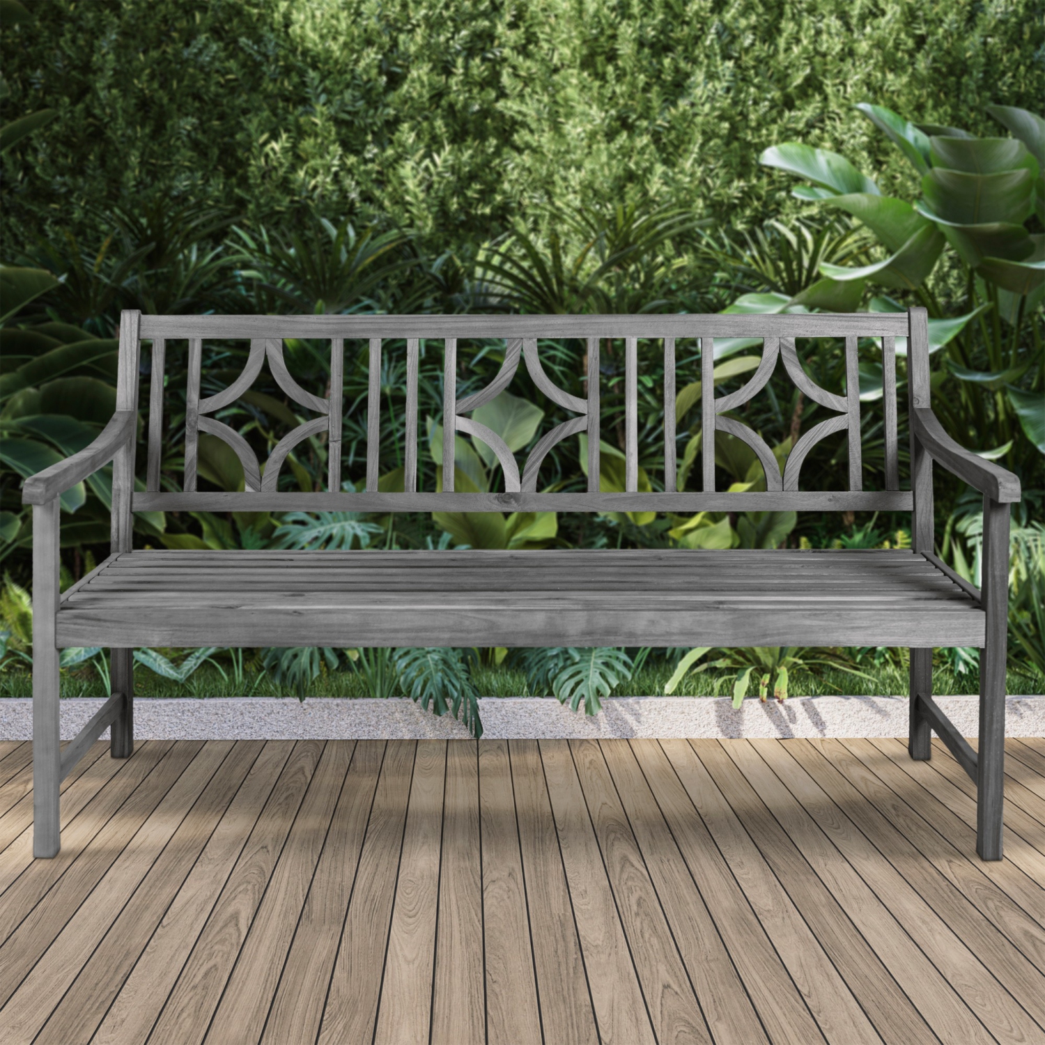 Sloane Ogee Diamond Back Acacia Outdoor Garden Patio Bench