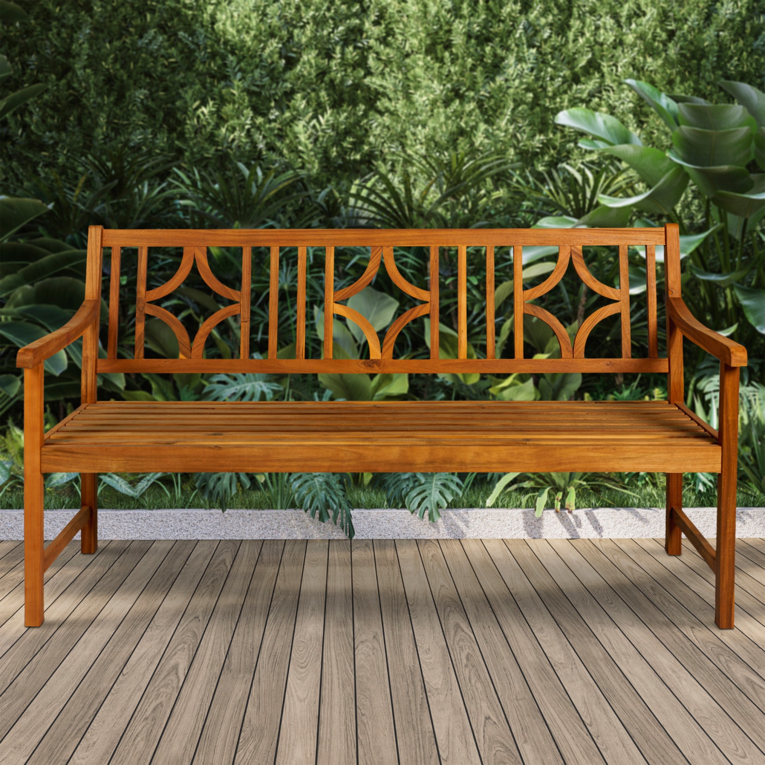 Sloane Ogee Diamond Back Acacia Wood Outdoor Garden Patio Bench