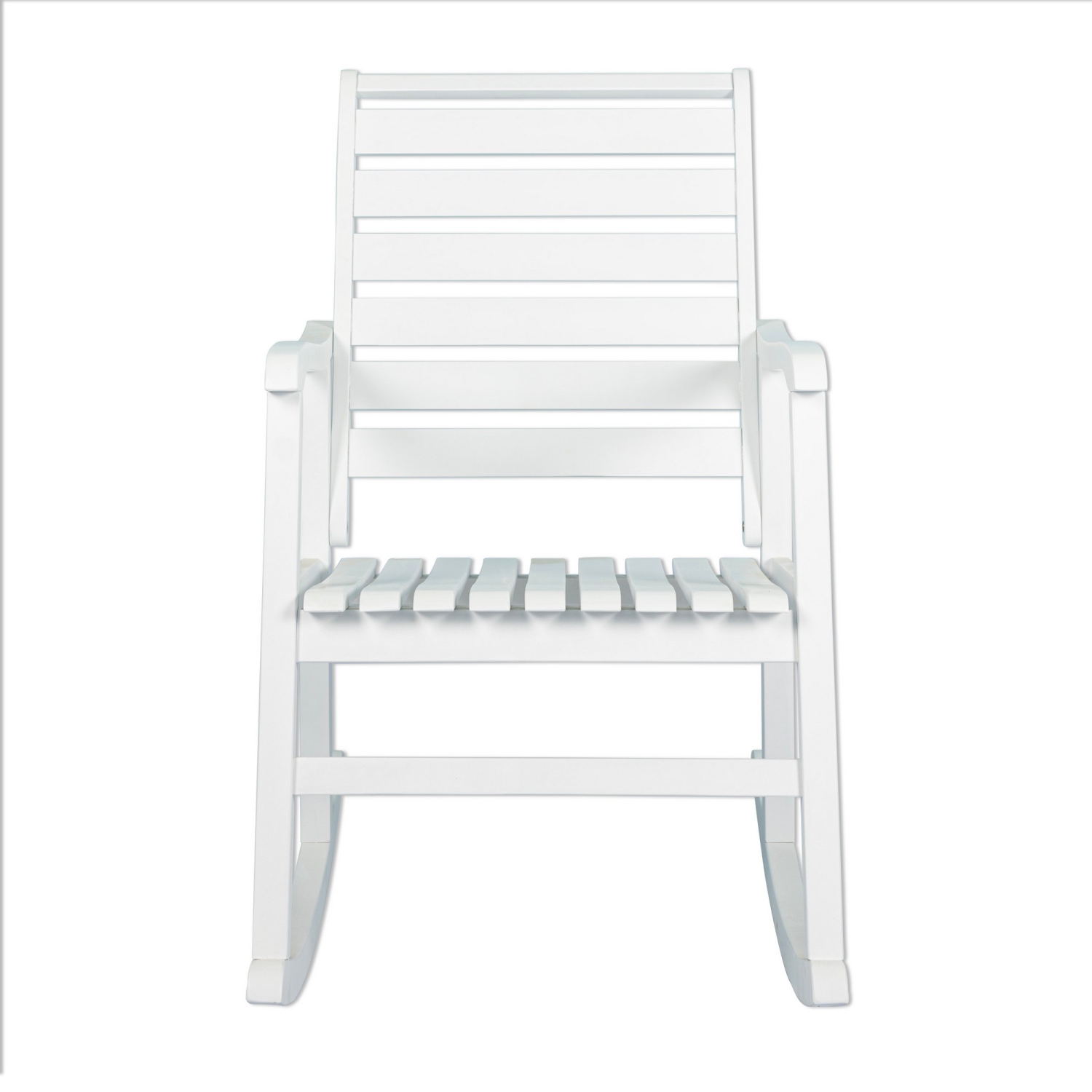 Chaise berçante de patio en bois d'acacia à dossier à lattes moderne Carey