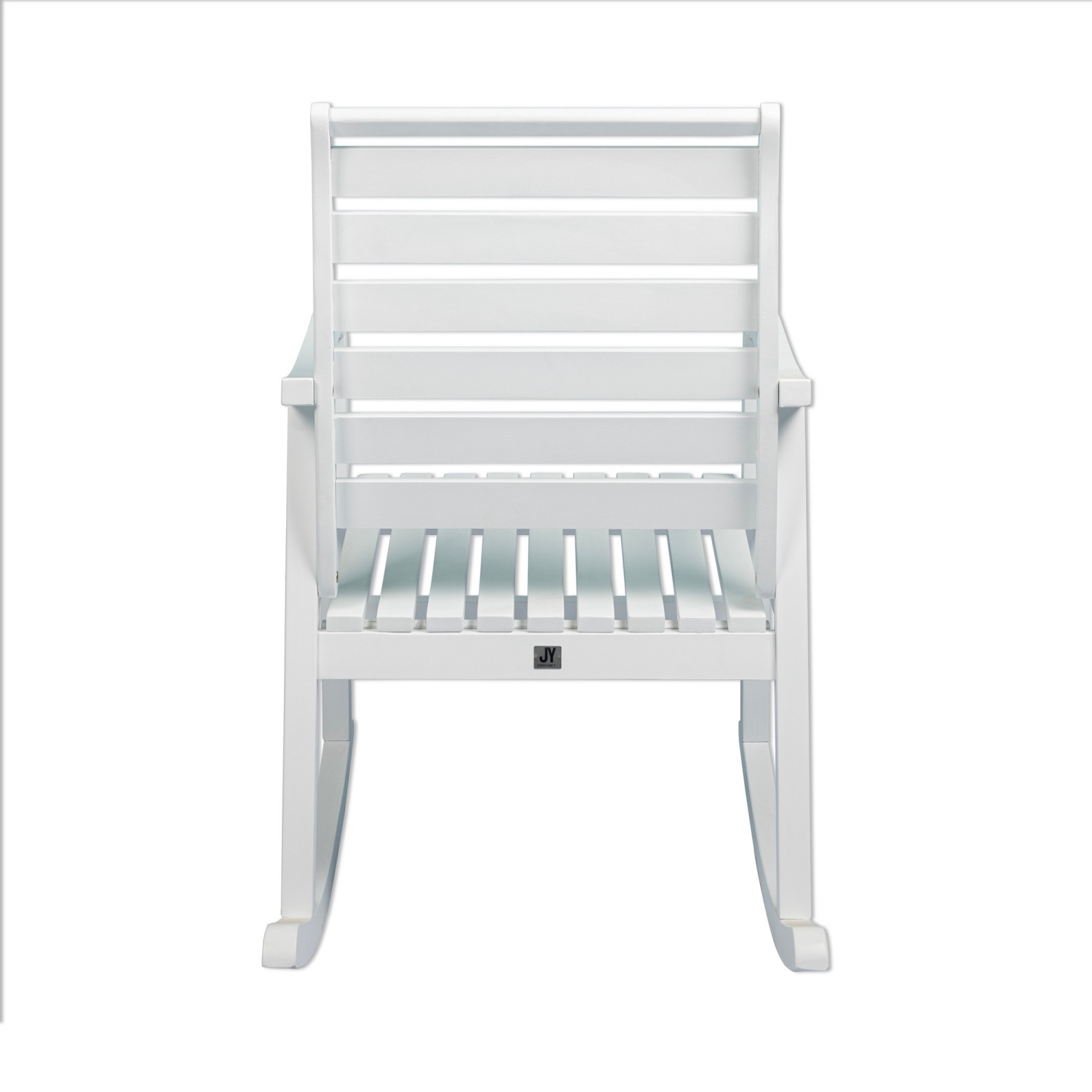 Chaise berçante de patio en bois d'acacia à dossier à lattes moderne Carey