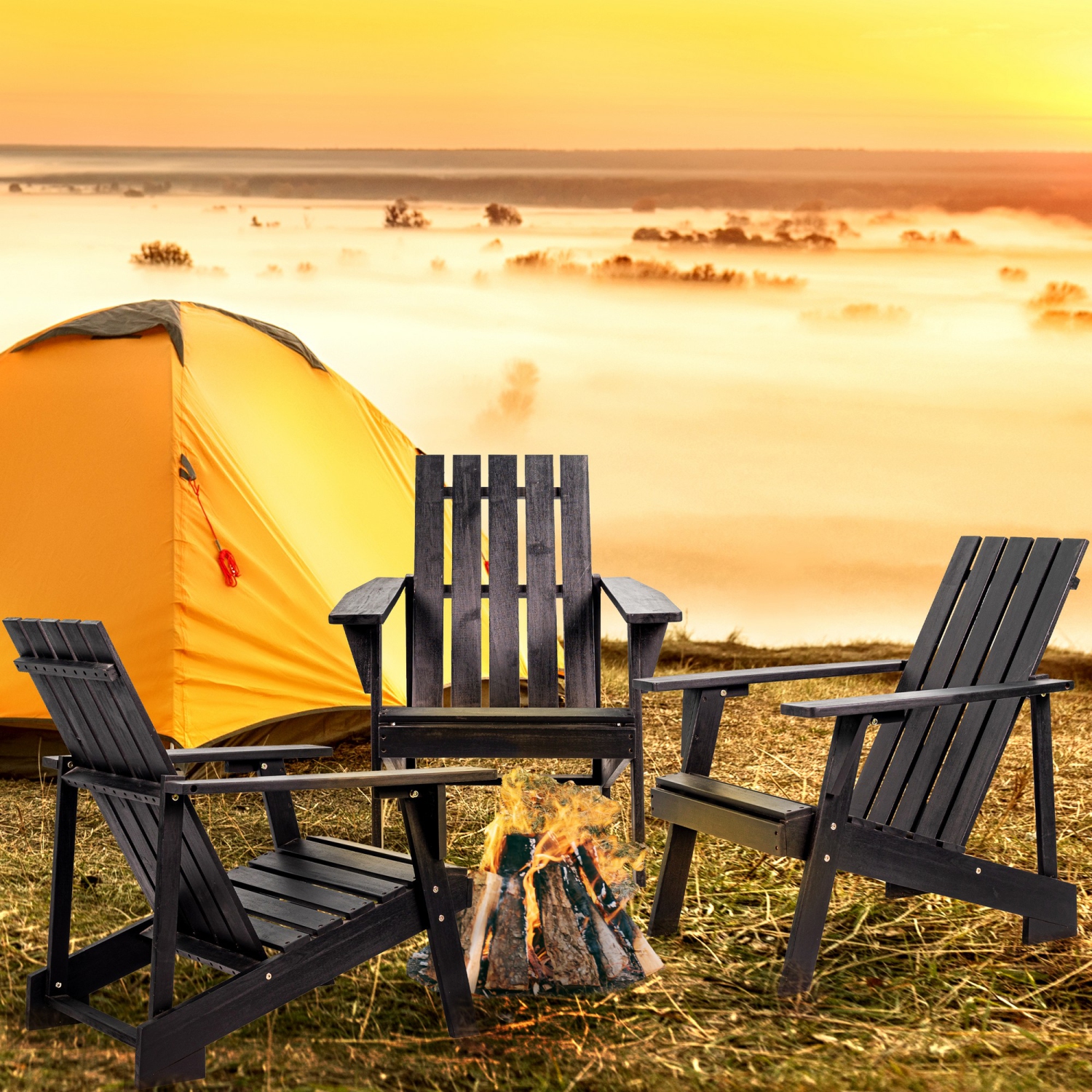 Irving Outdoor Patio Modern Acacia Wood Adirondack Chair