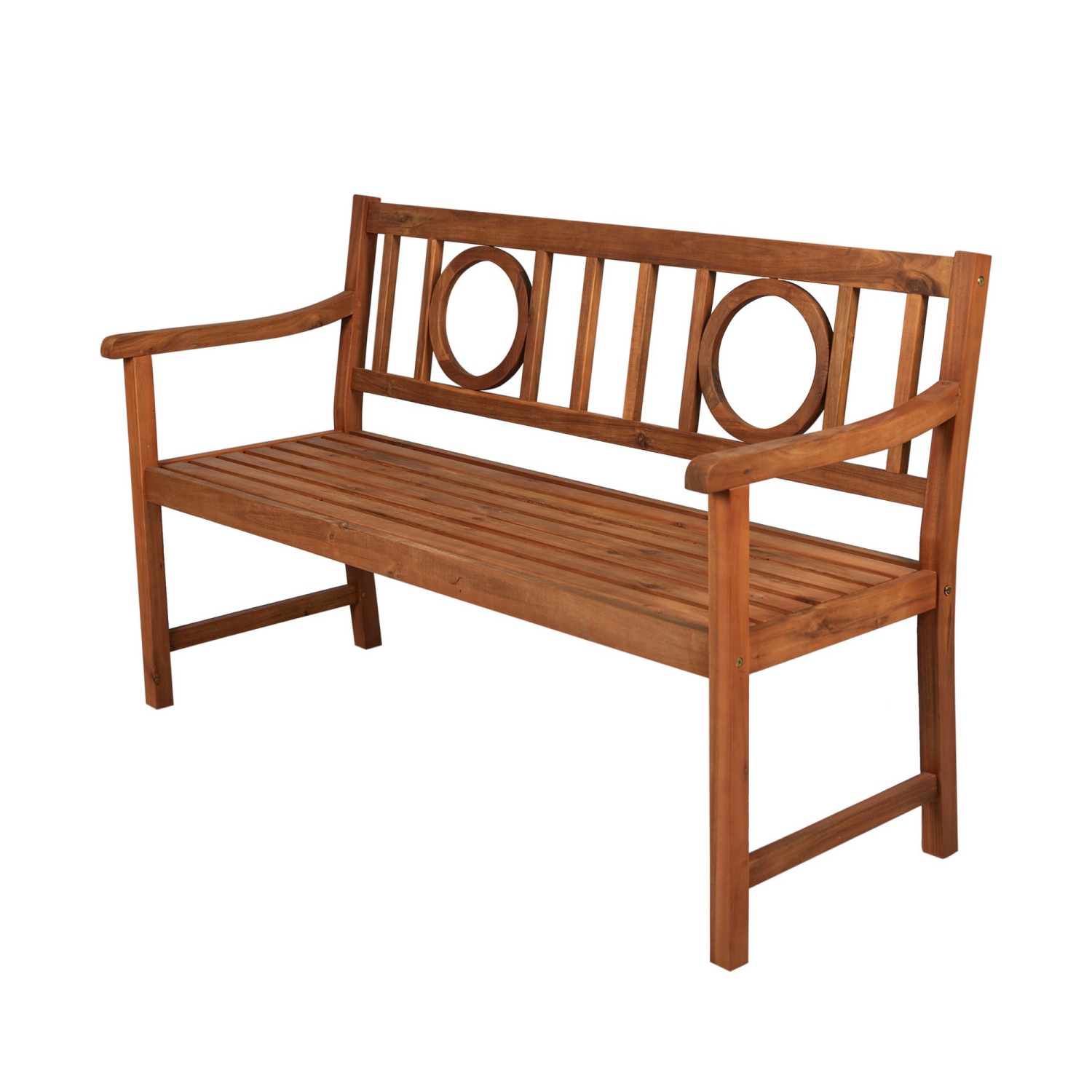 Banc de jardin extérieur en bois d'acacia à dossier circulaire Apollo