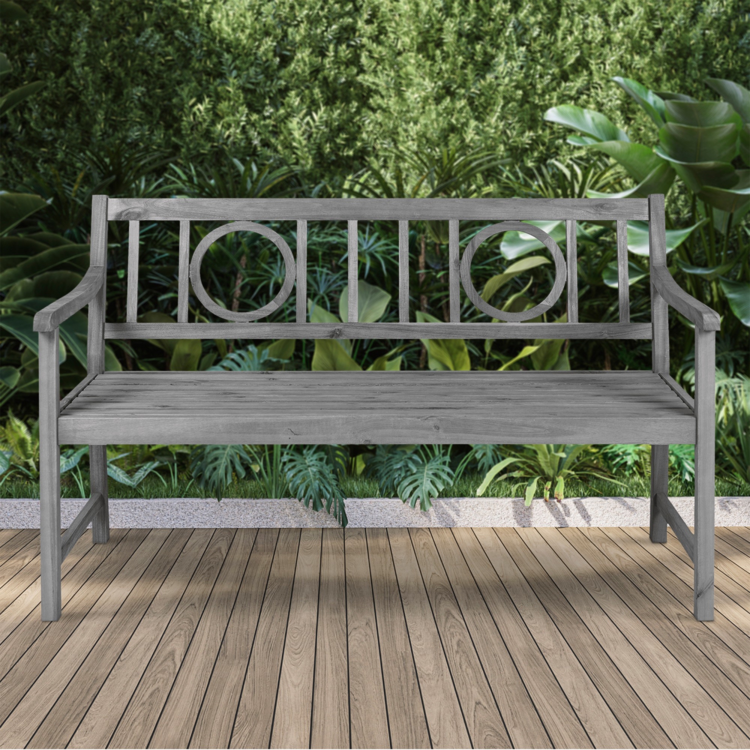 Apollo Circle Back Acacia Wood Outdoor Garden Patio Bench
