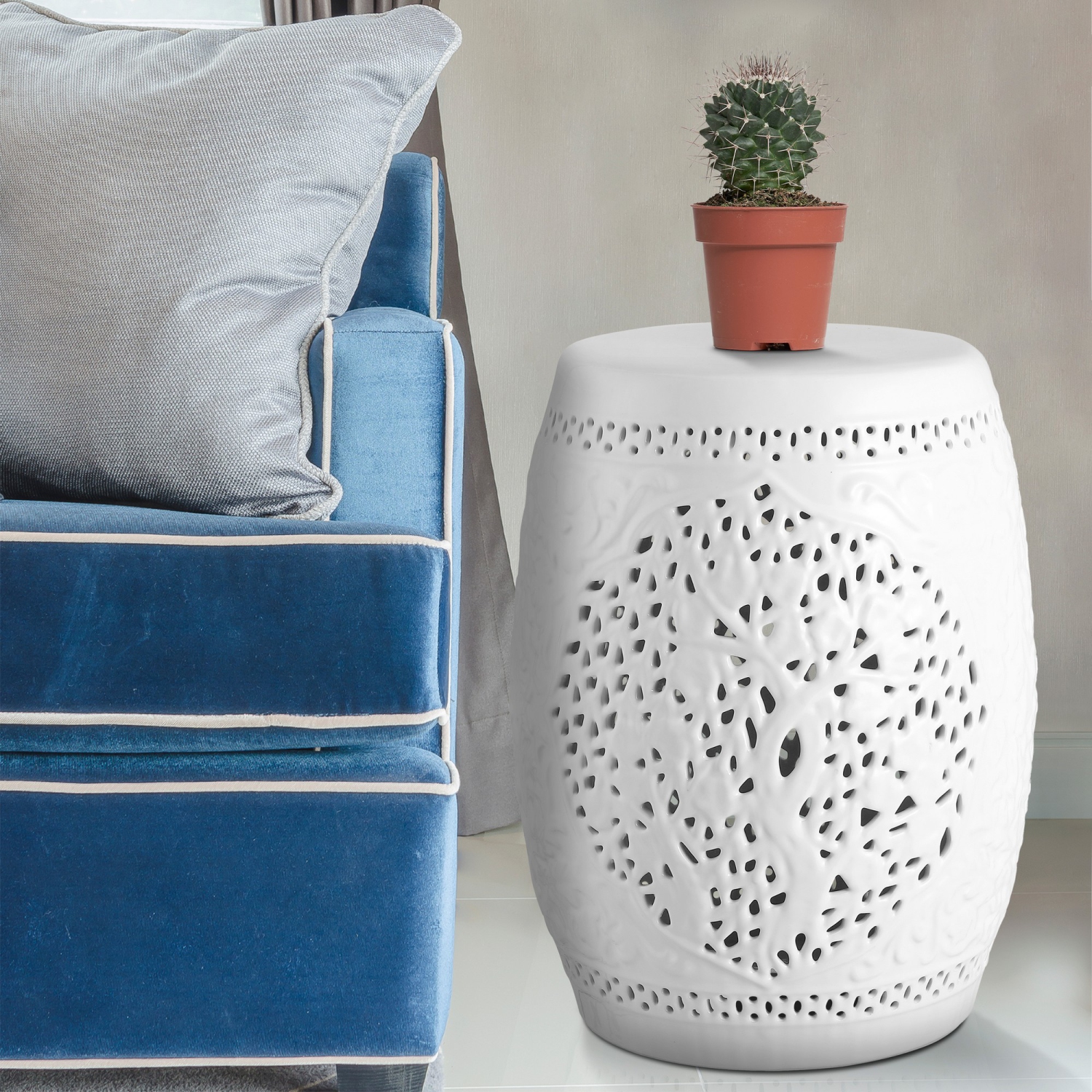 Tree Of Life Ceramic Garden Stool