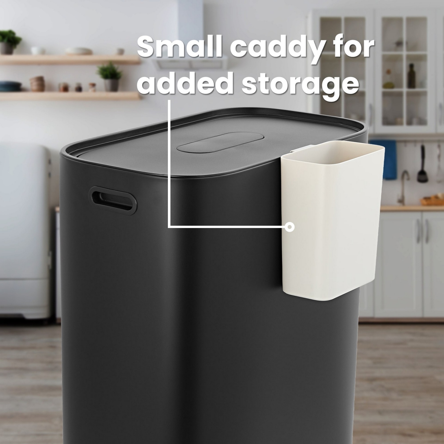 Beni Kitchen Trash/Recycling Double-Bucket Step-Open Trash Can with Liners