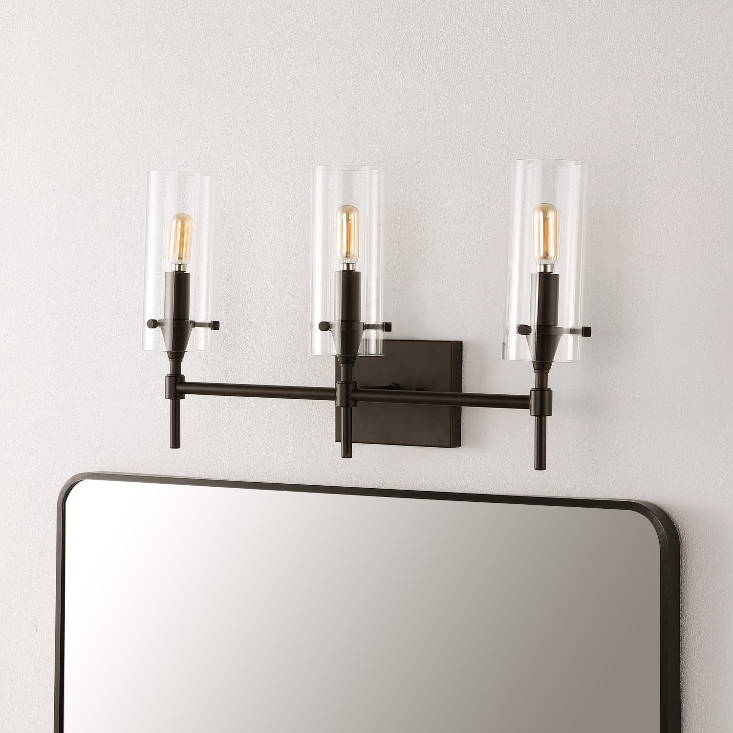 Cato Bohemian Farmhouse Iron/Glass LED Vanity