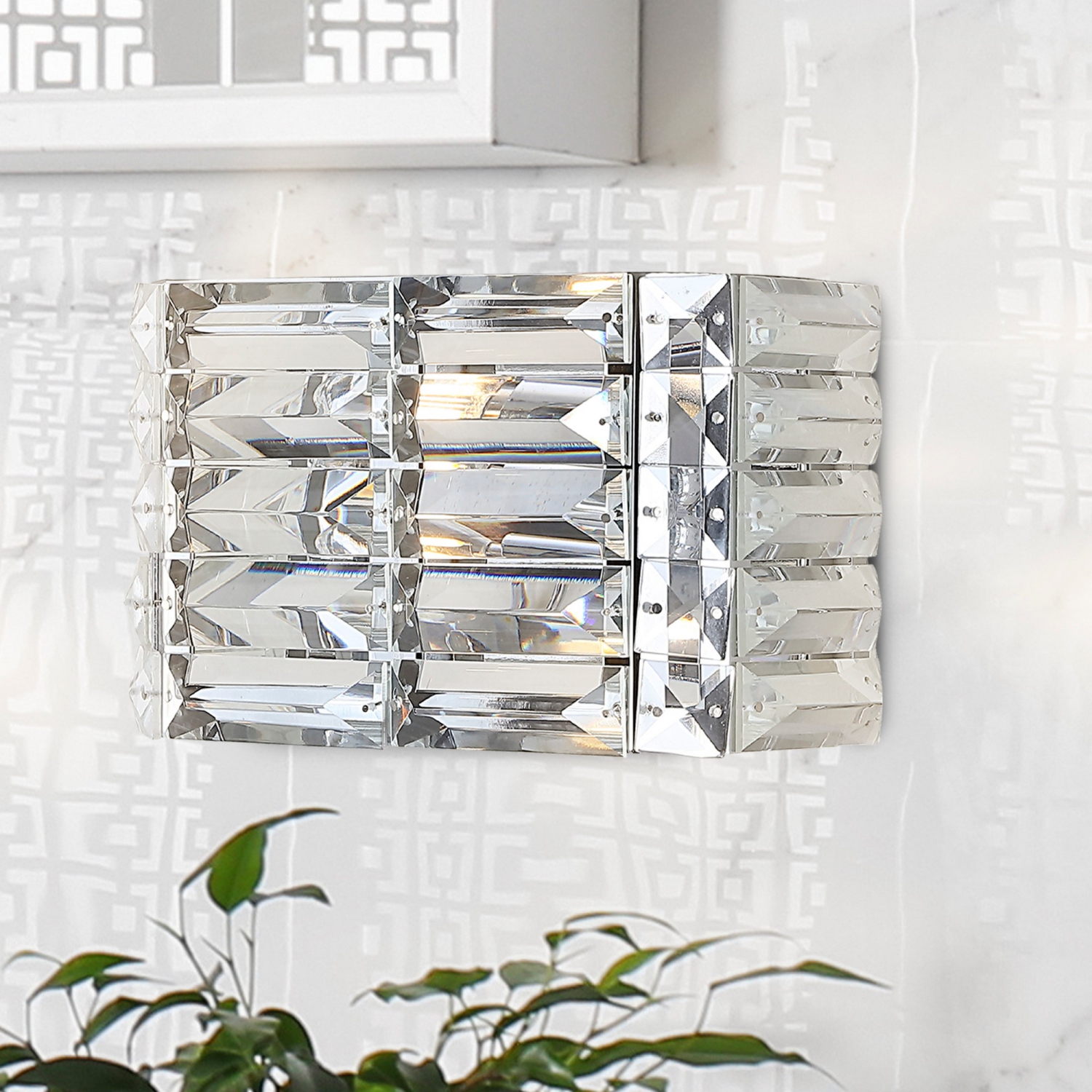 Evelyn Crystal Rectangle Ironcrystal Glam Modern LED Vanity Light