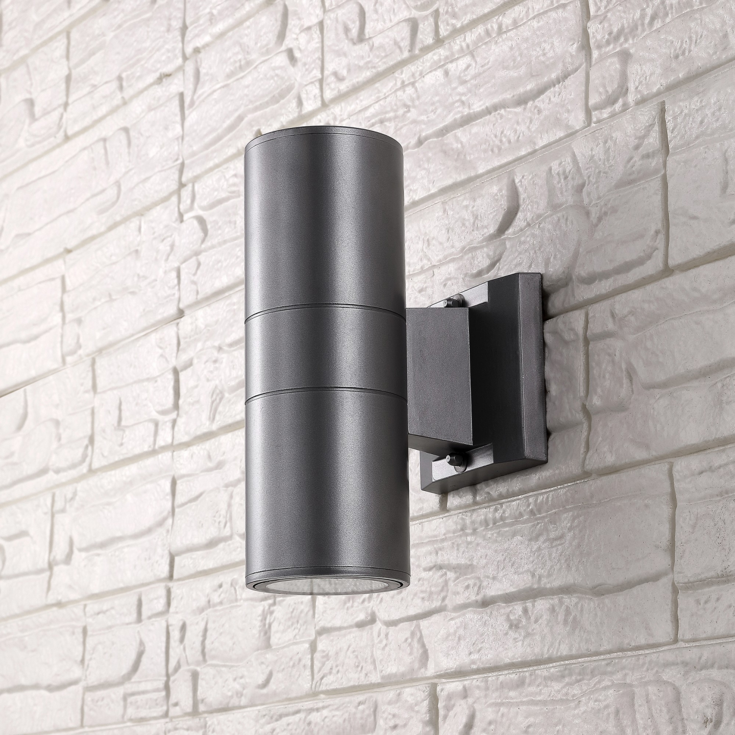 Duo Modern Midcentury Cylinder Outdoor Metal/Glass Integrated LED Wall Sconce