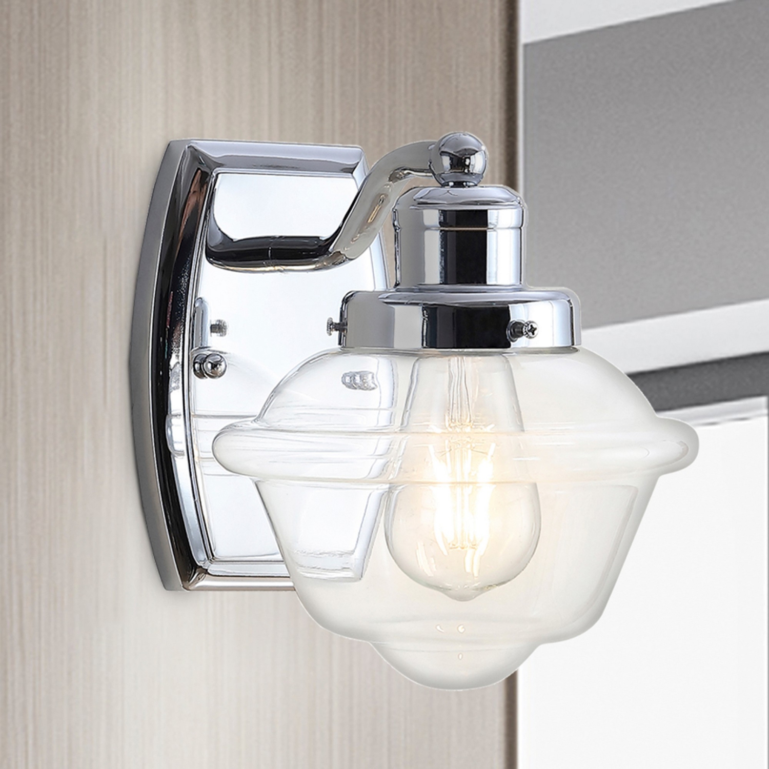 Orleans Iron/Glass Schoolhouse LED Vanity Light