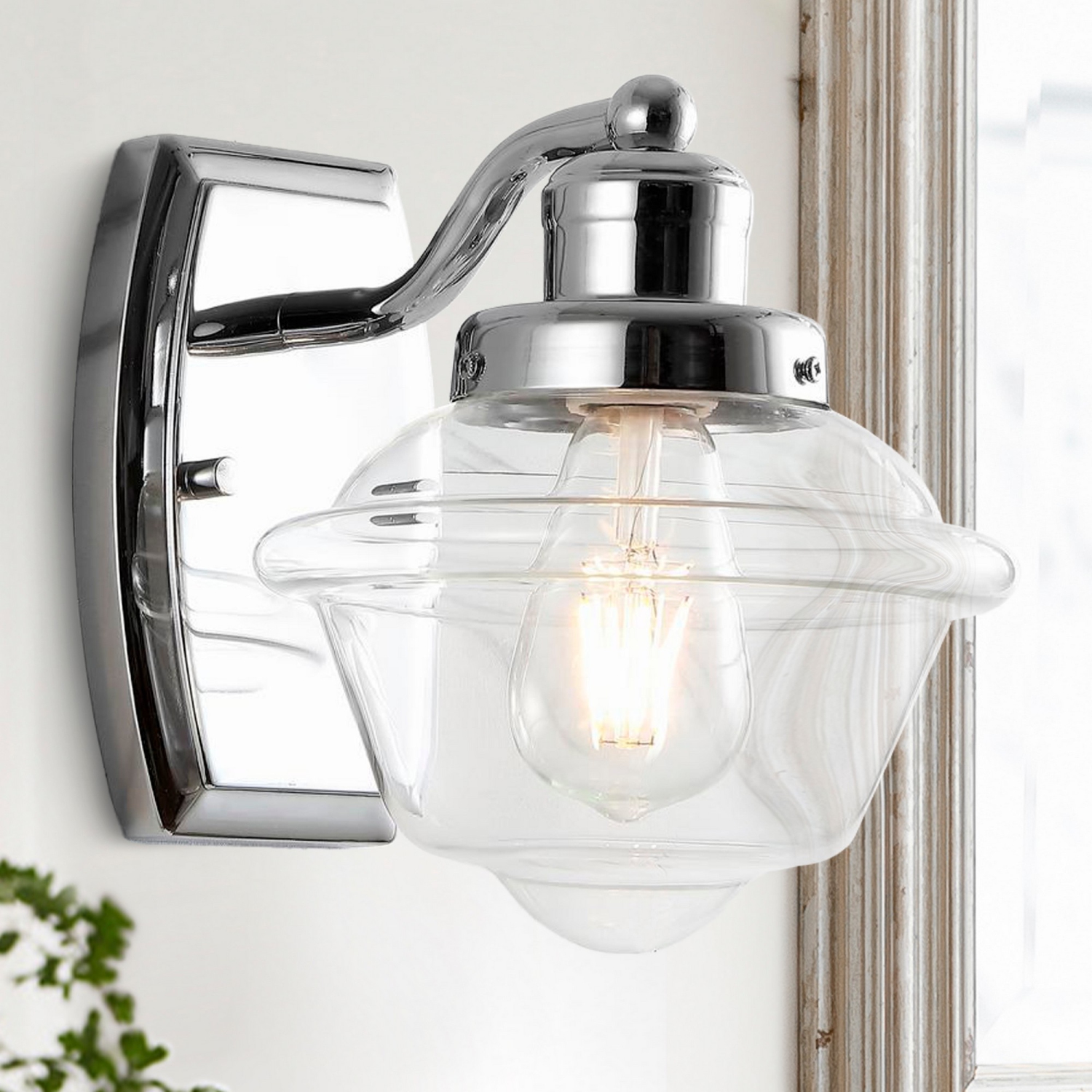 Orleans Iron/Glass Schoolhouse LED Vanity Light